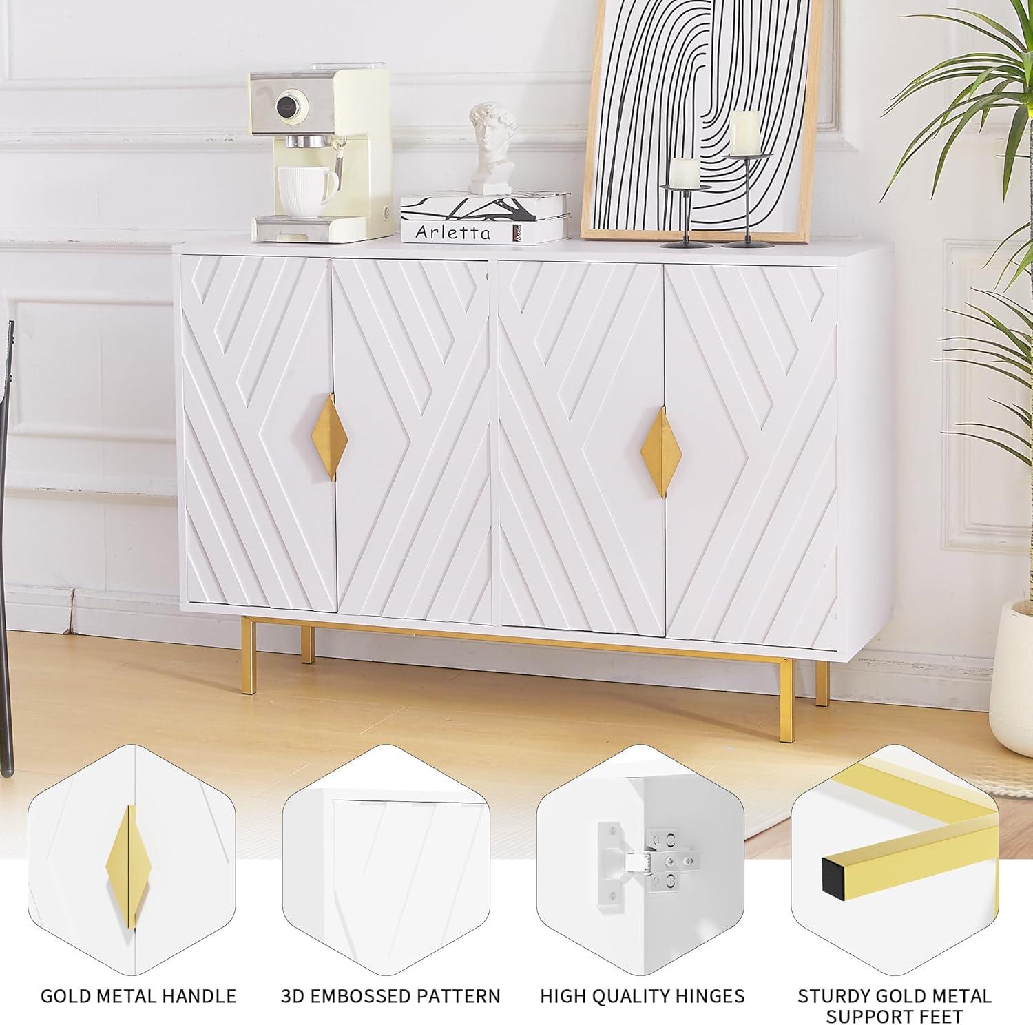 Mercer41 47.2" Accent Cabinet With 3D Geometric Doors