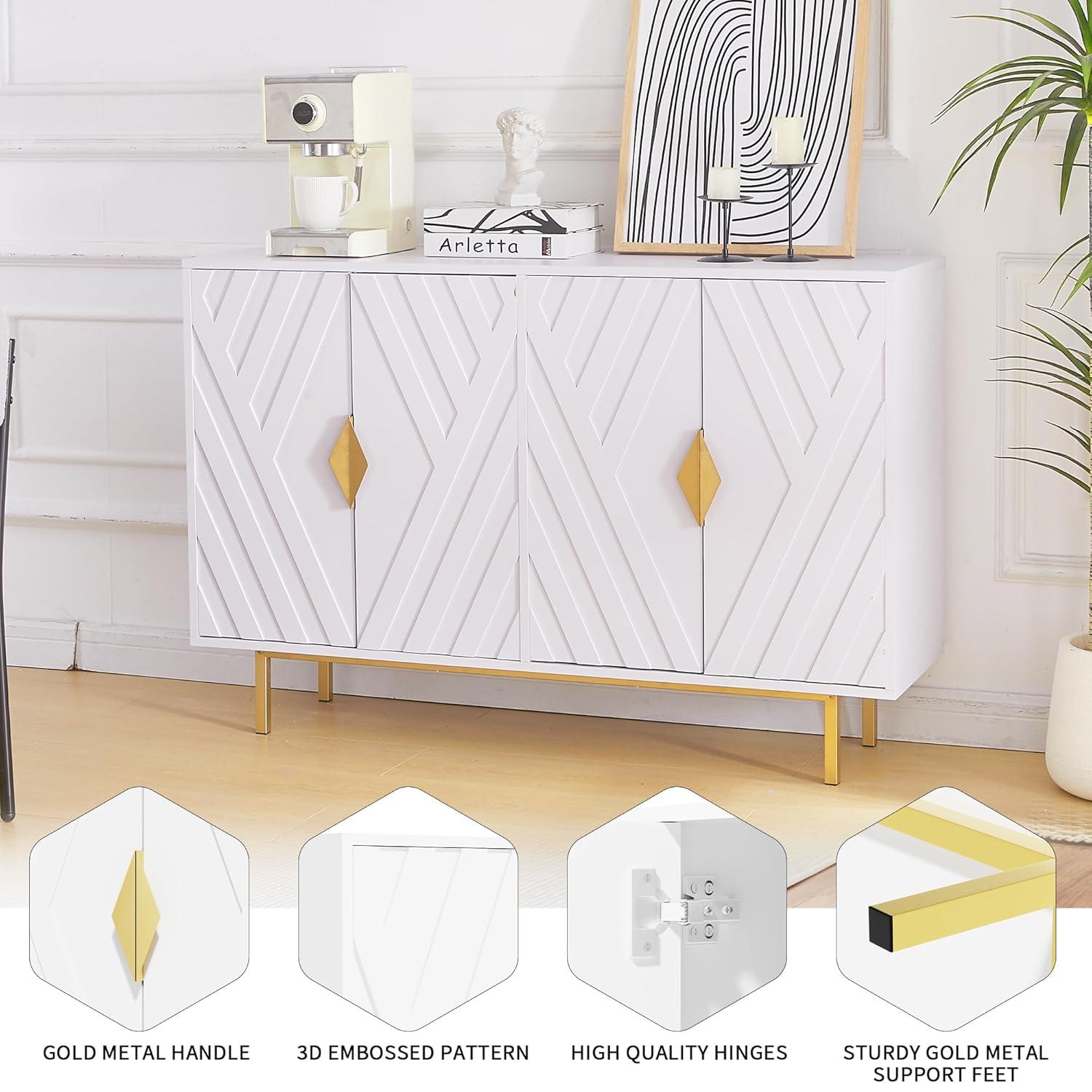 Mercer41 47.2" Accent Cabinet With 3D Geometric Doors