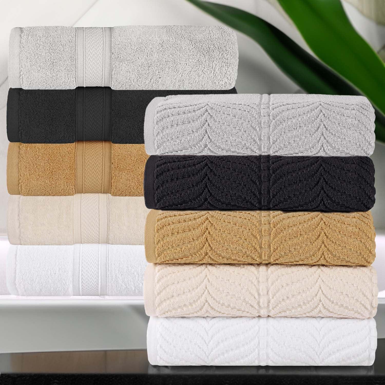 Superior Chevron Zero Twist Cotton 8-Piece Towel Set, Gold