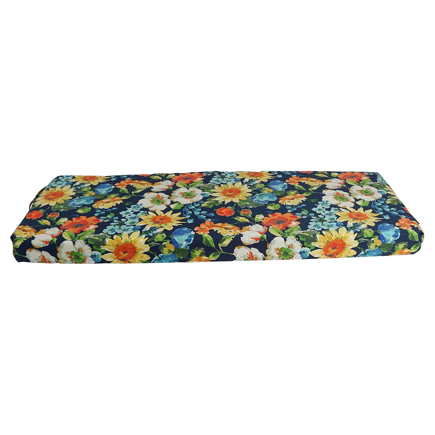 Blazing Needles 54-inch by 19-inch Patterned Outdoor Spun Polyester Bench Cushion 954X19-REO-59