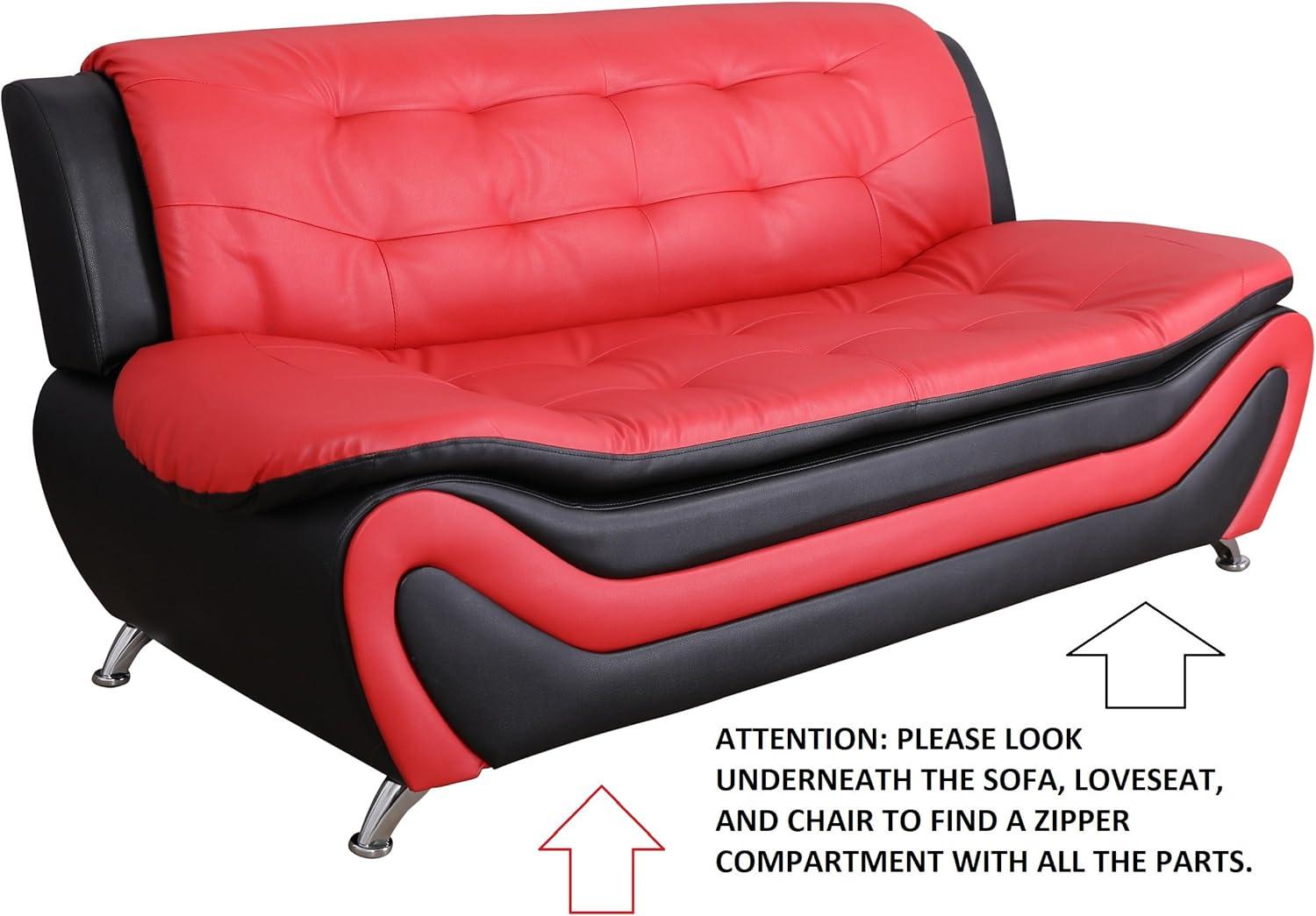 PonLiving Furniture 3 Piece Aldo Modern Sofa Set, Black & White Golden Coast Furniture 3 Piece Aldo Modern Sofa Set, Black & White