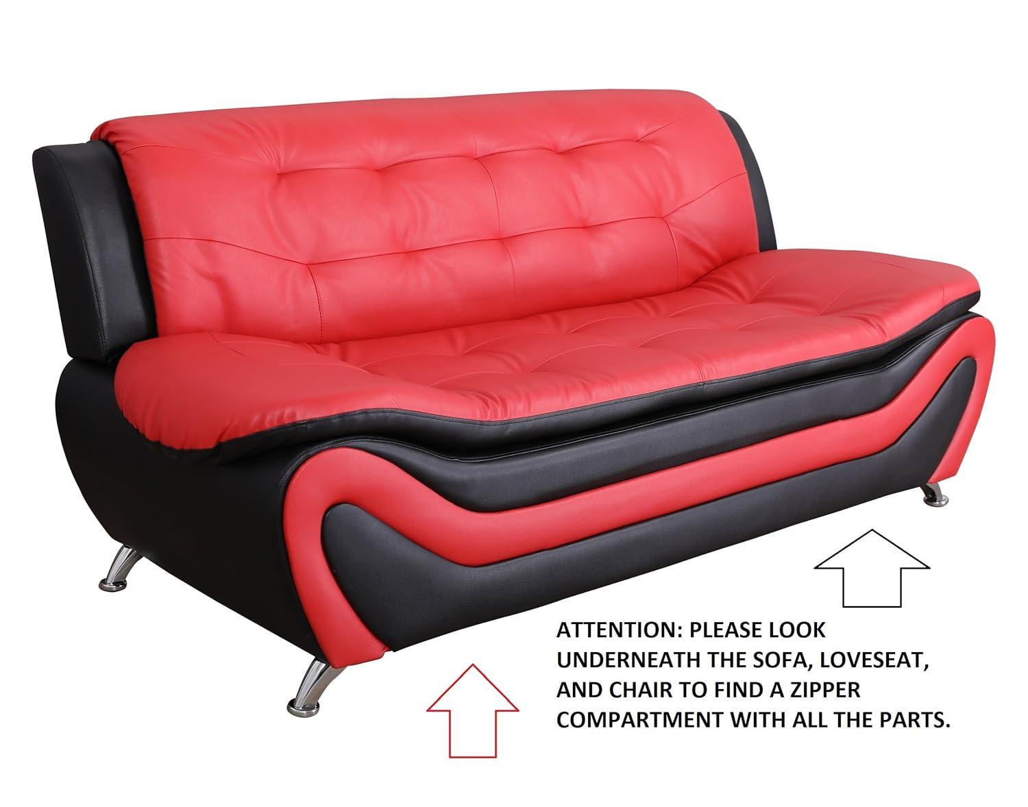 PonLiving Furniture 3 Piece Aldo Modern Sofa Set, Black & White Golden Coast Furniture 3 Piece Aldo Modern Sofa Set, Black & White