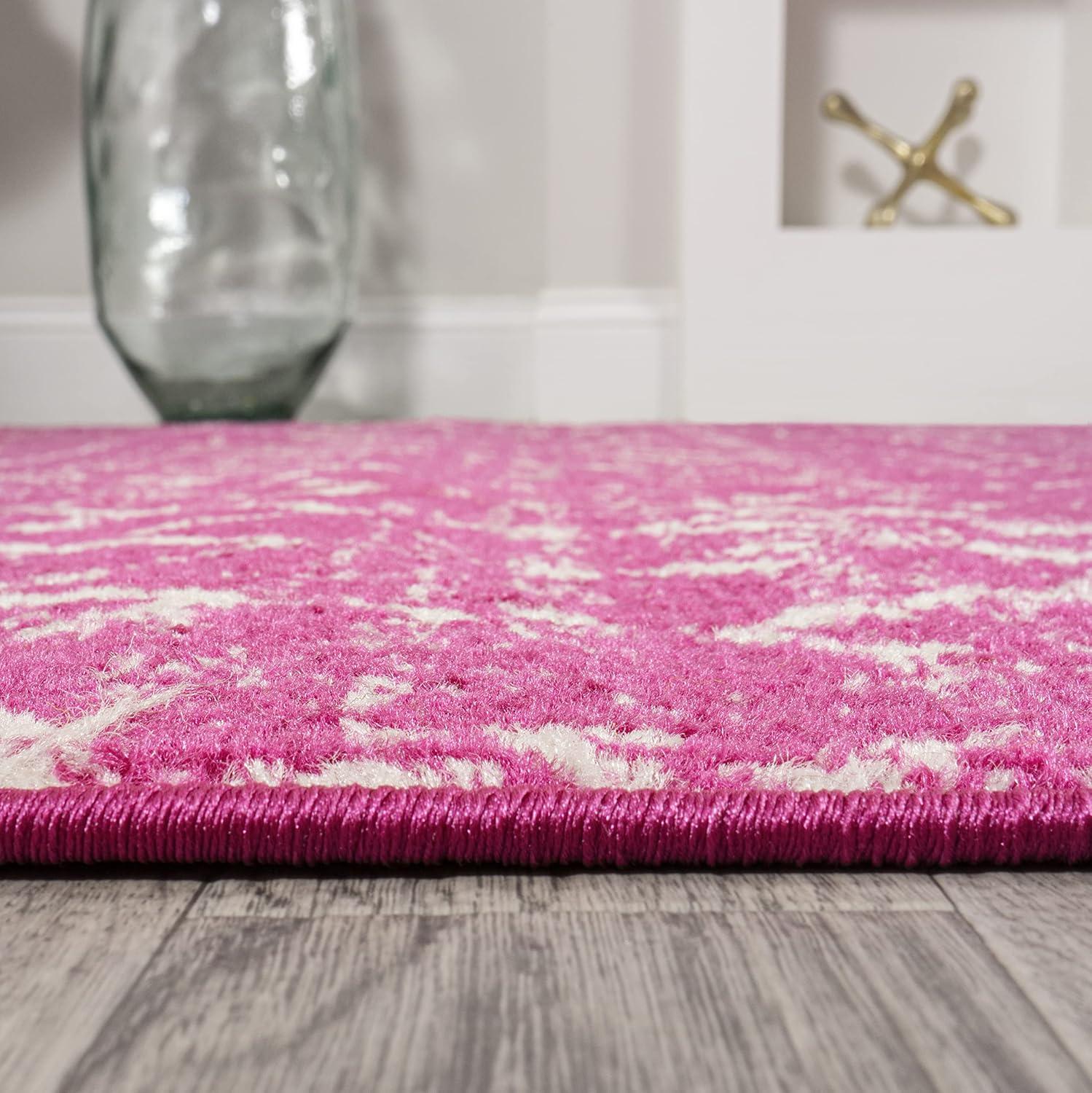 8' x 10' Moroccan HYPE Boho Vintage Diamond Area Rug, Fuchsia/Ivory - JONATHAN Y