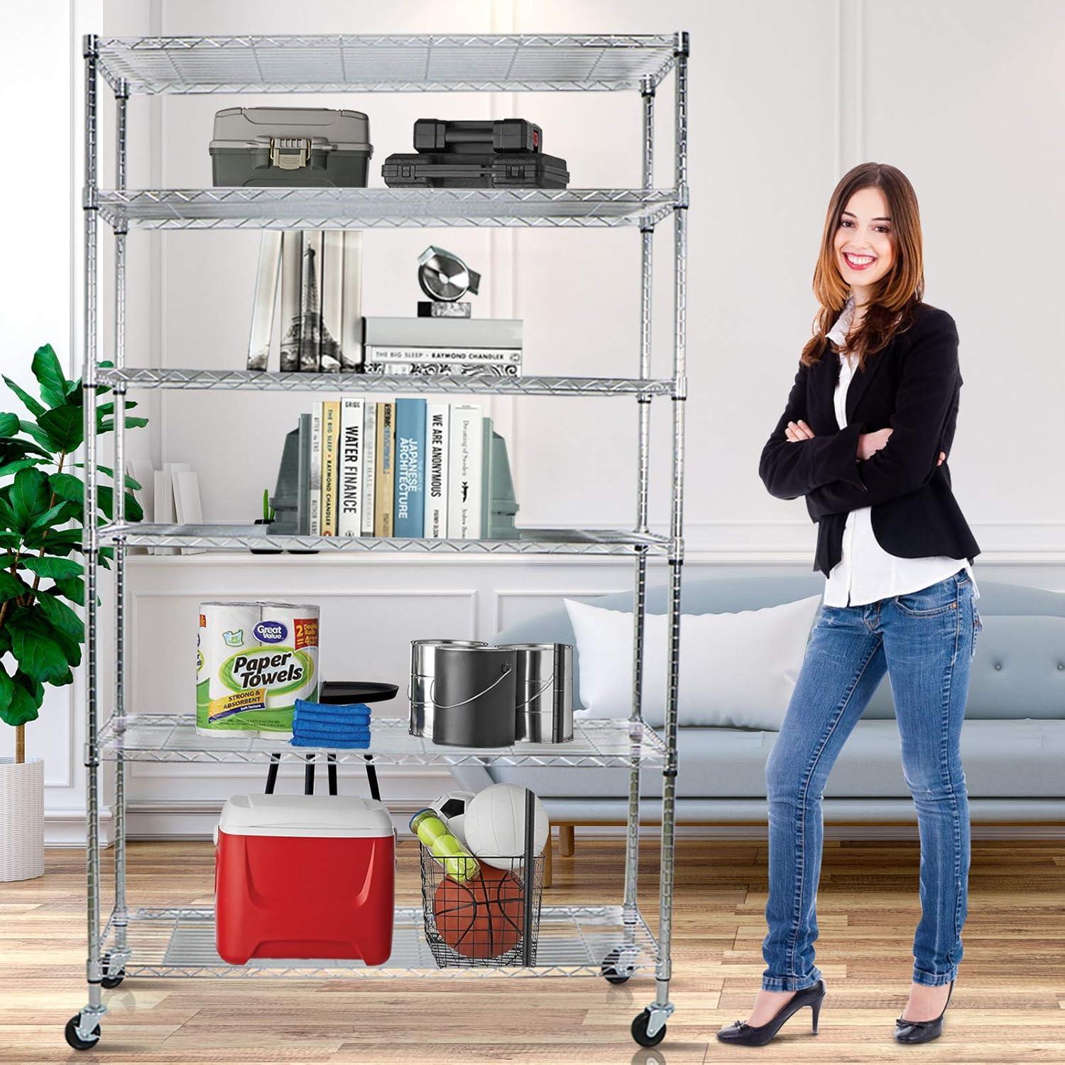 Chrome 6-Tier Adjustable Metal Wire Shelving Unit