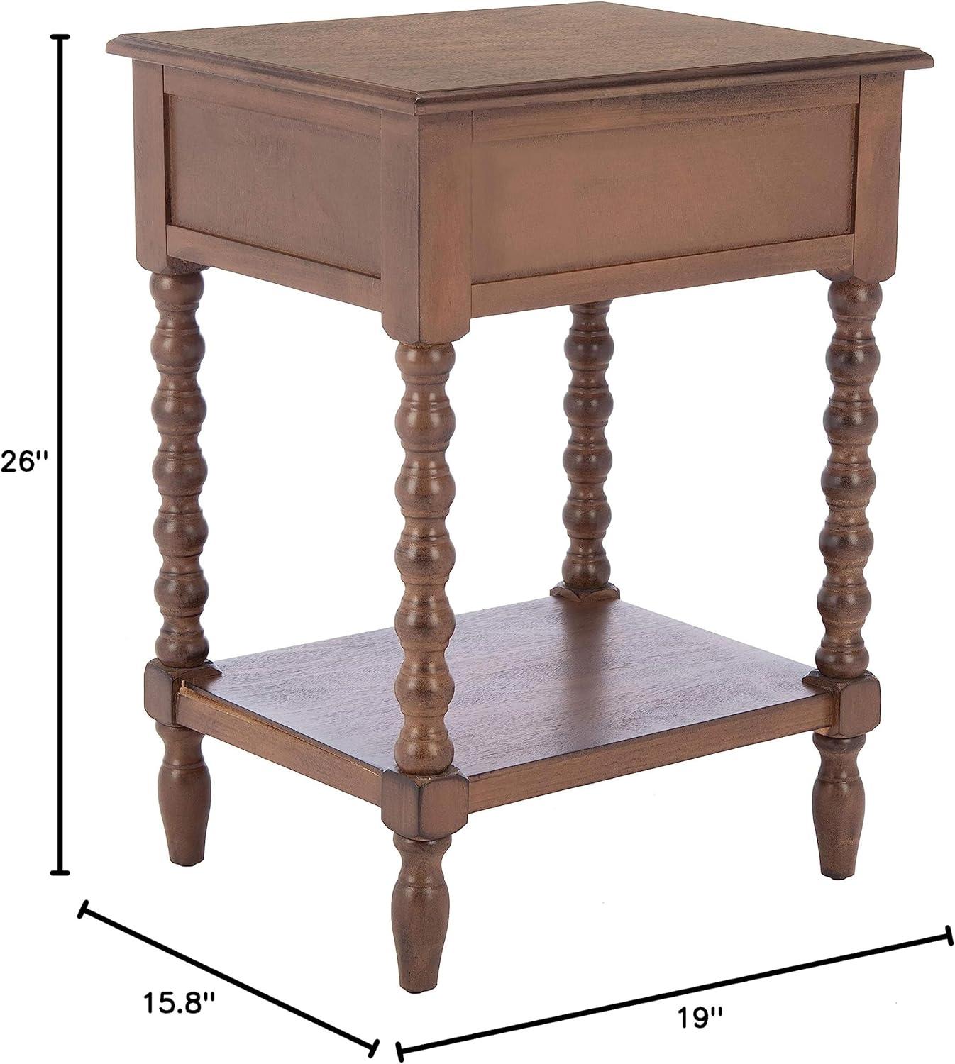 Solid Wood Top End Table with Storage