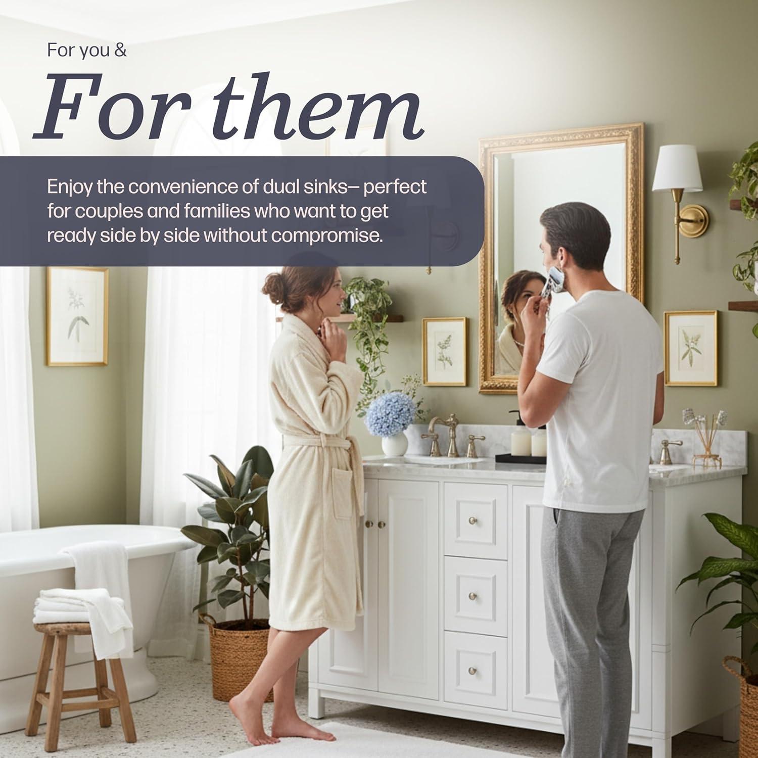 Alaterre Furniture Williamsburg 60"W White Wood Vanity Cabinet Only