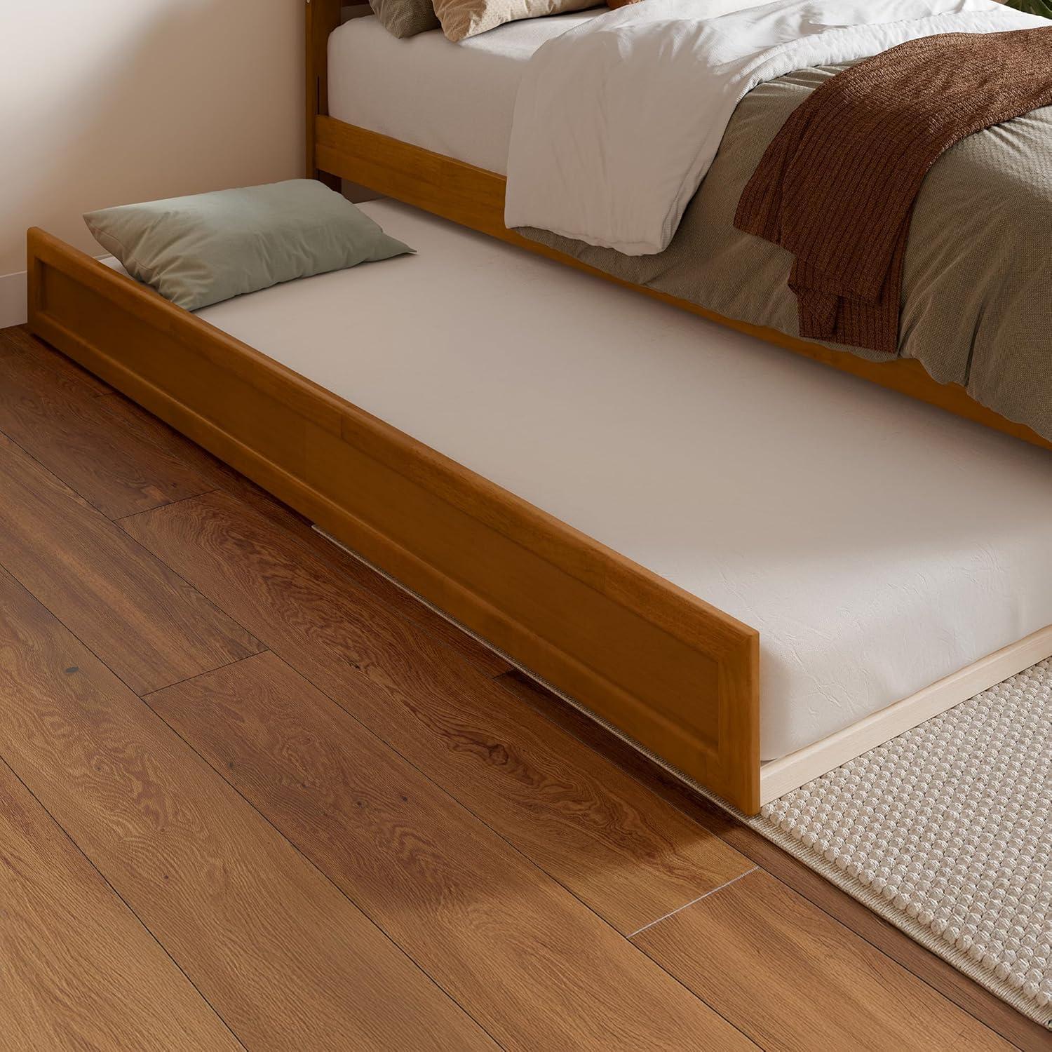 Lucia Twin XL Wood Platform Bed with Panel Footboard & Twin XL Trundle in White