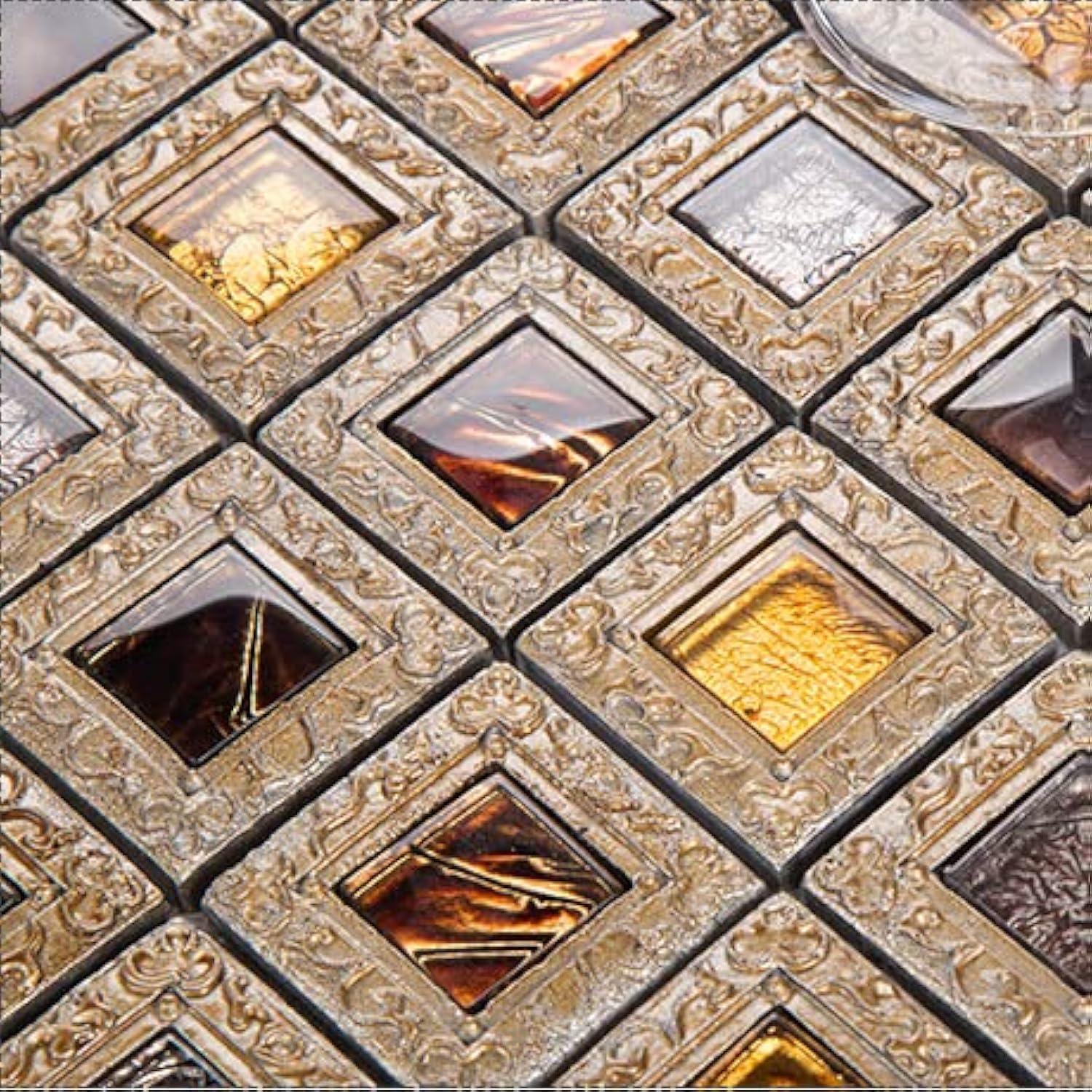 Vintage Brown and Gold Glass Mosaic Bathroom Tiles