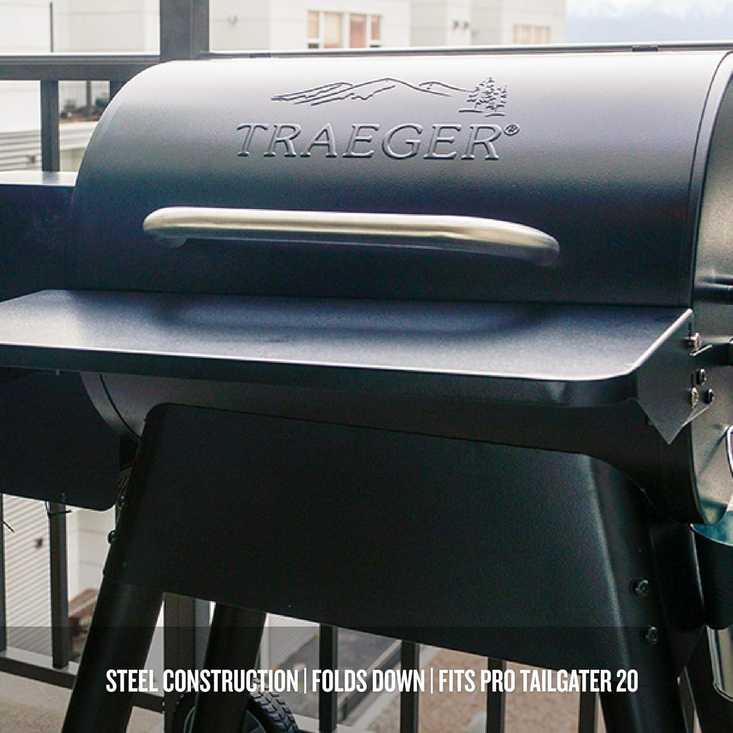 Traeger 20 Series Black Steel Folding Grill Front Shelf