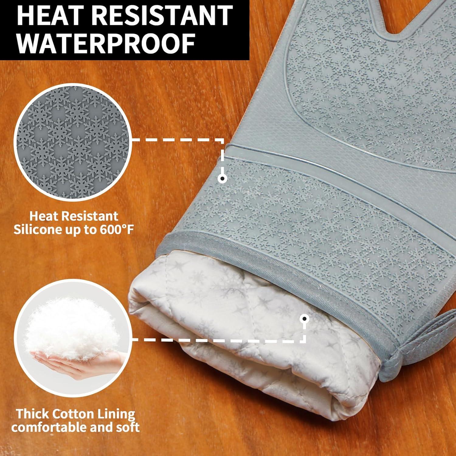 Silicone Oven Gloves 2-piece Set, Heat-resistant Oven Gloves With Soft, Kitchen Accessories