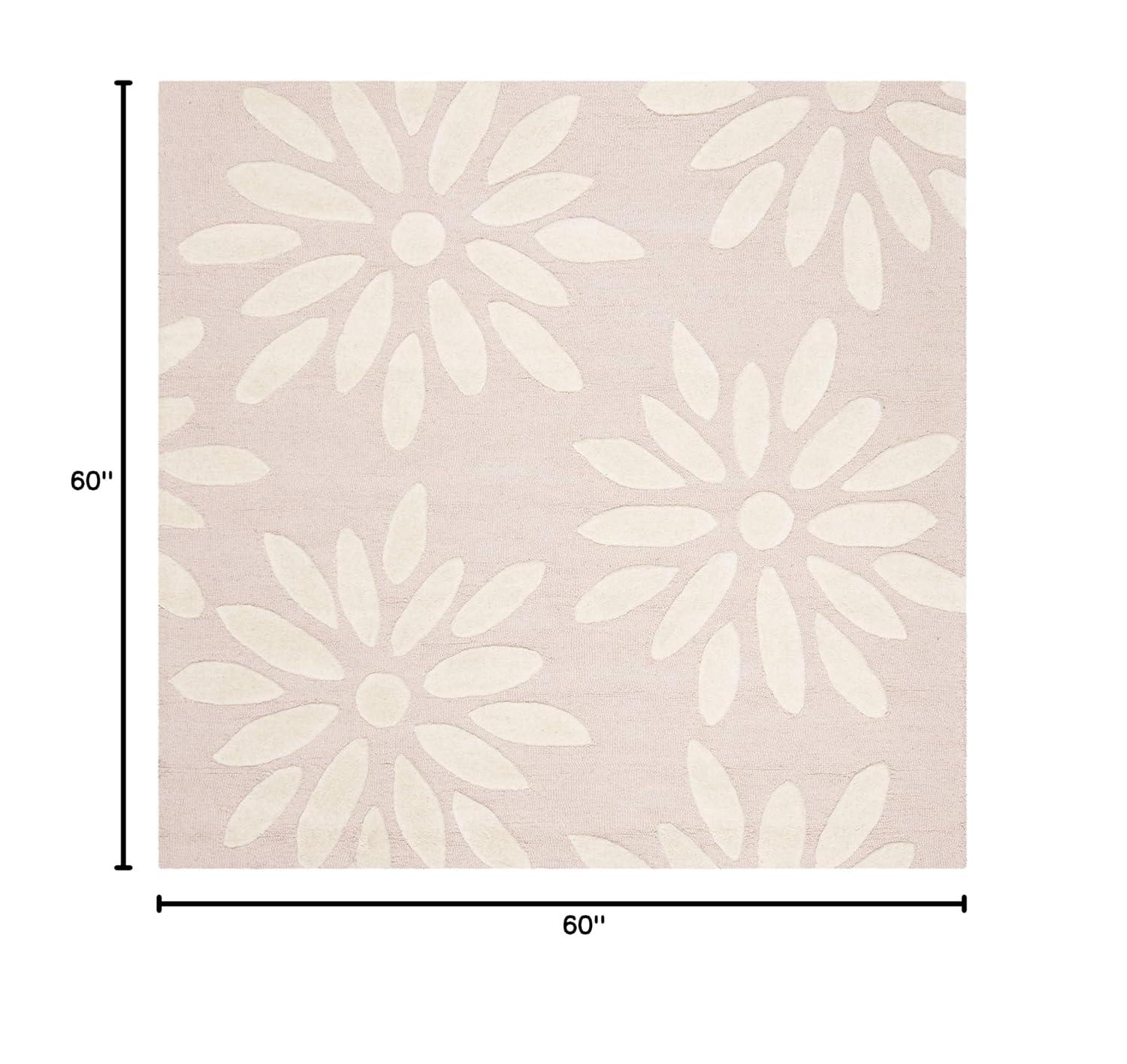 Safavieh Kids SFK914 Hand Tufted Area Rug - Pink/Ivory - 5'x5' - Safavieh.