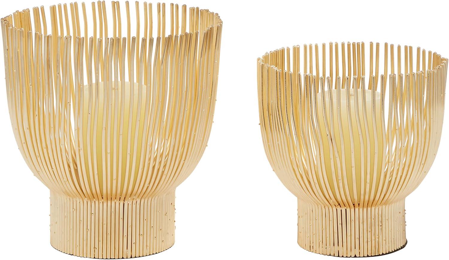 Cosmoliving By Cosmopolitan 2-Piece Cream Metal Candle Holder | Wayfair