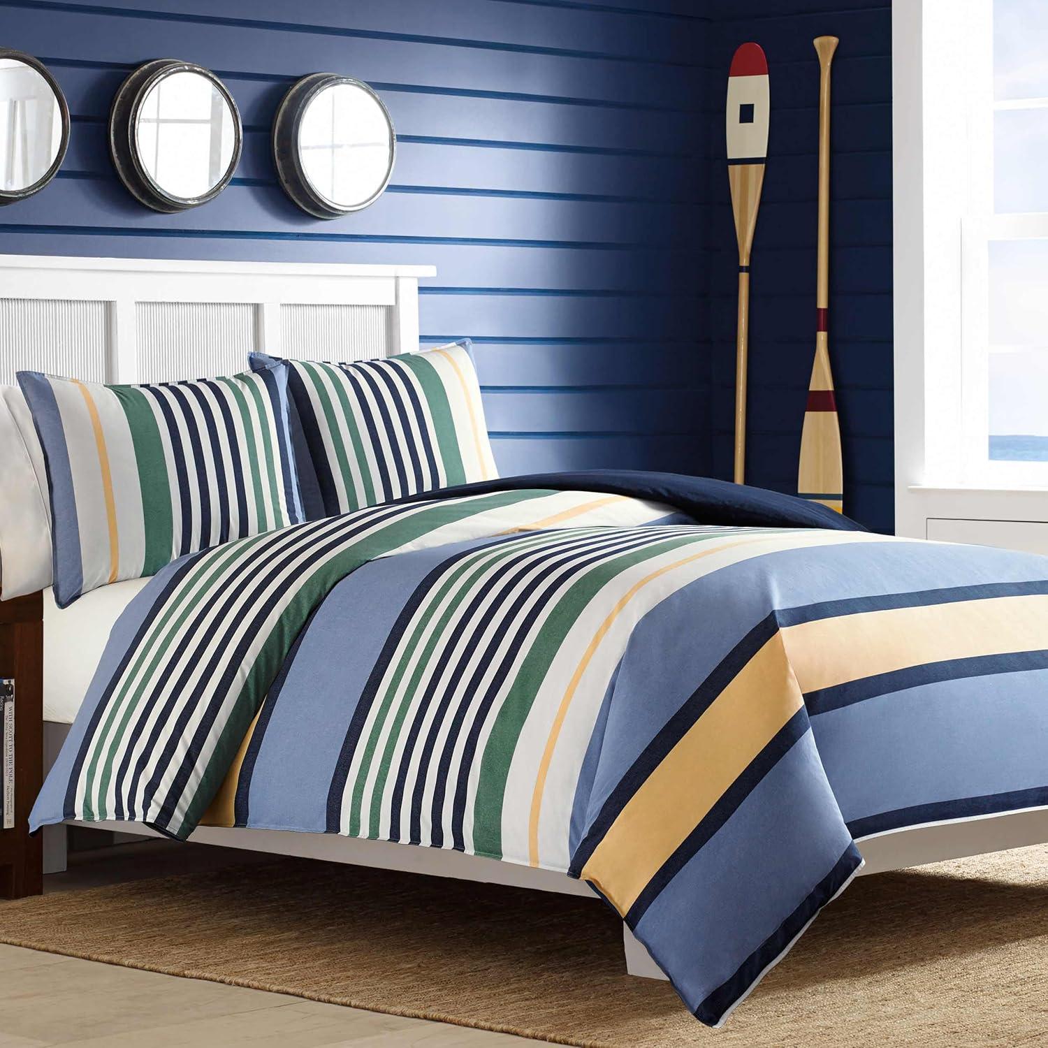 Nautica Dover Cotton Reversible Blue Comforter Set