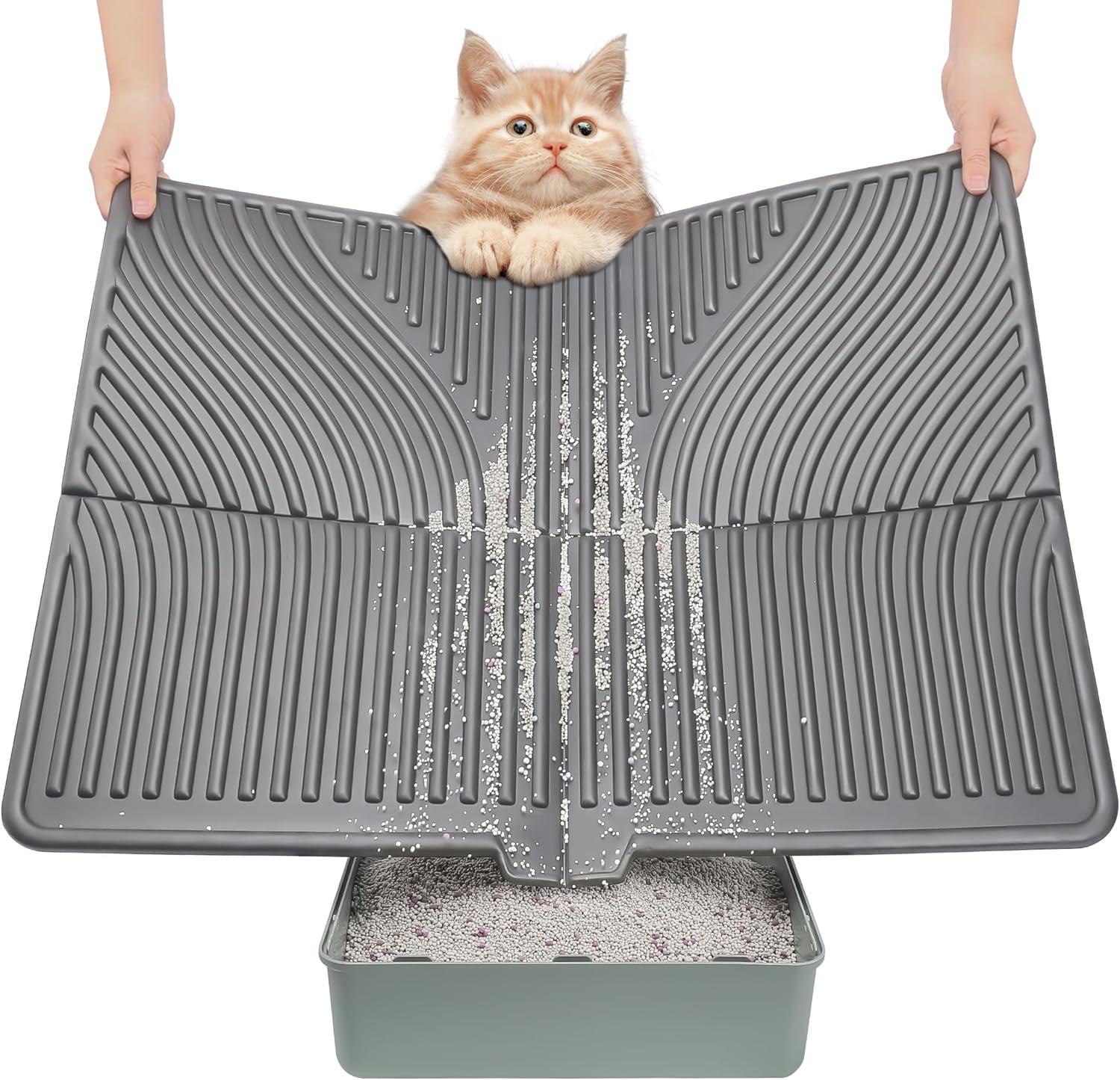 UPSKY Cat Litter Mat Kitty Litter Trapping Mat 31" x 24" Litter Box Mat Keep Floor Clean