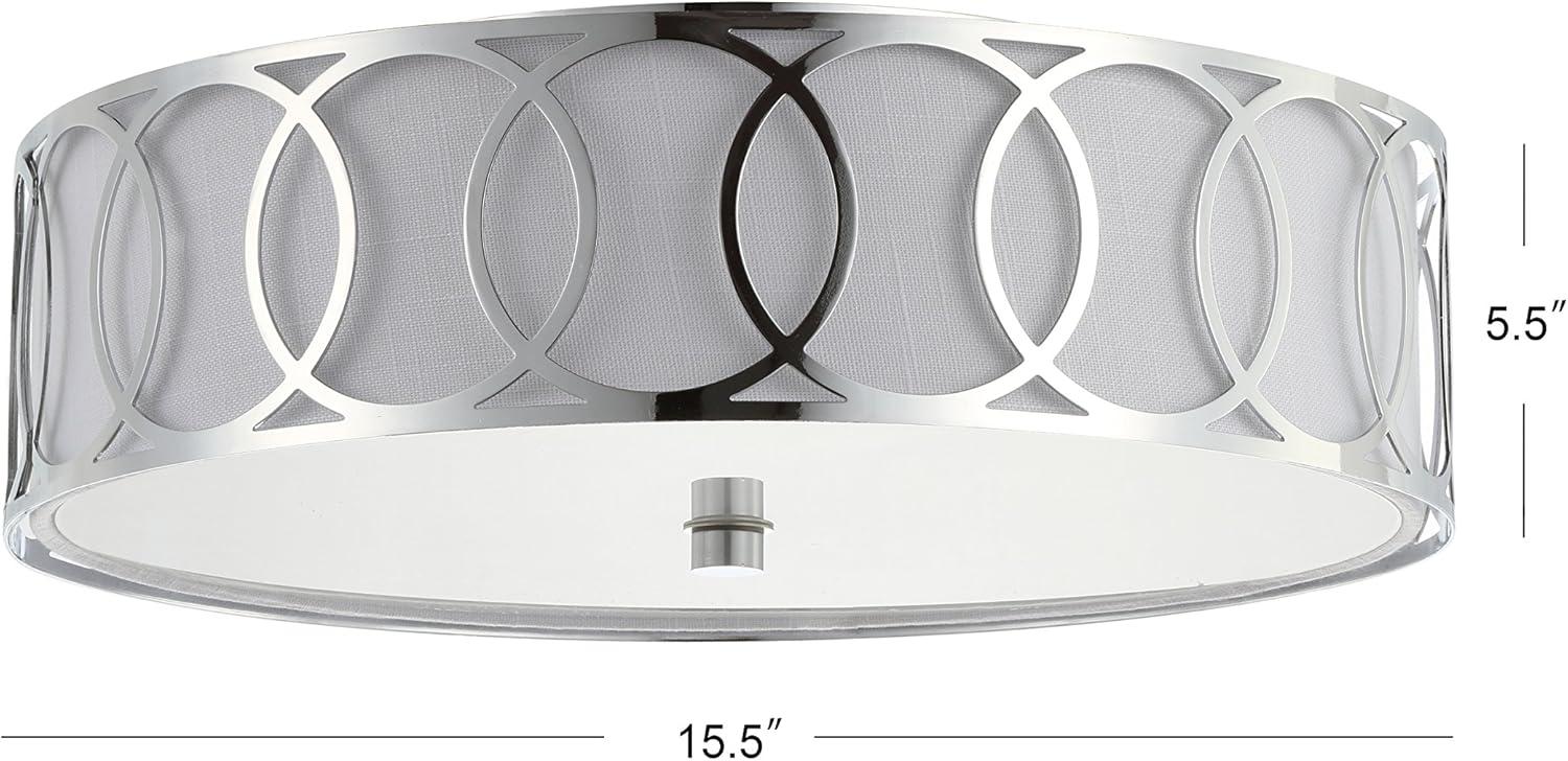 Aubrey Chrome Polished 15.5" LED Flush Mount with Linen Shade