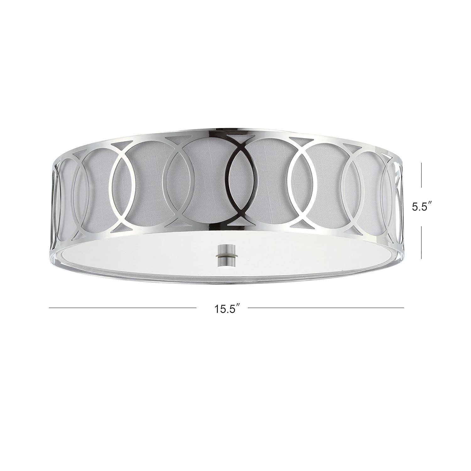 Aubrey 3-Light 15.5" Metal LED Flush Mount, Chrome
