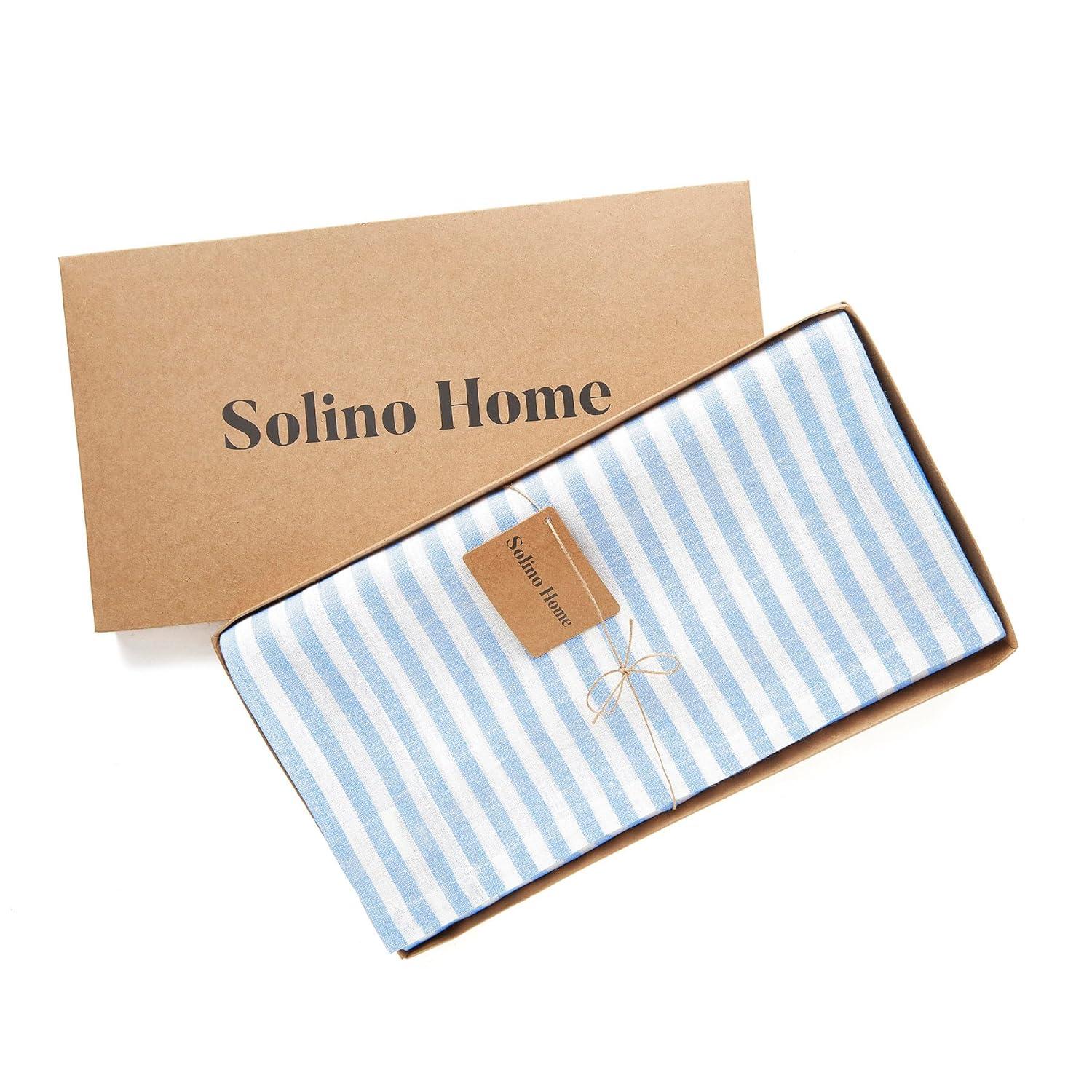 Solino Home Amalfi Stripe - 100% Pure Linen Tablecloth