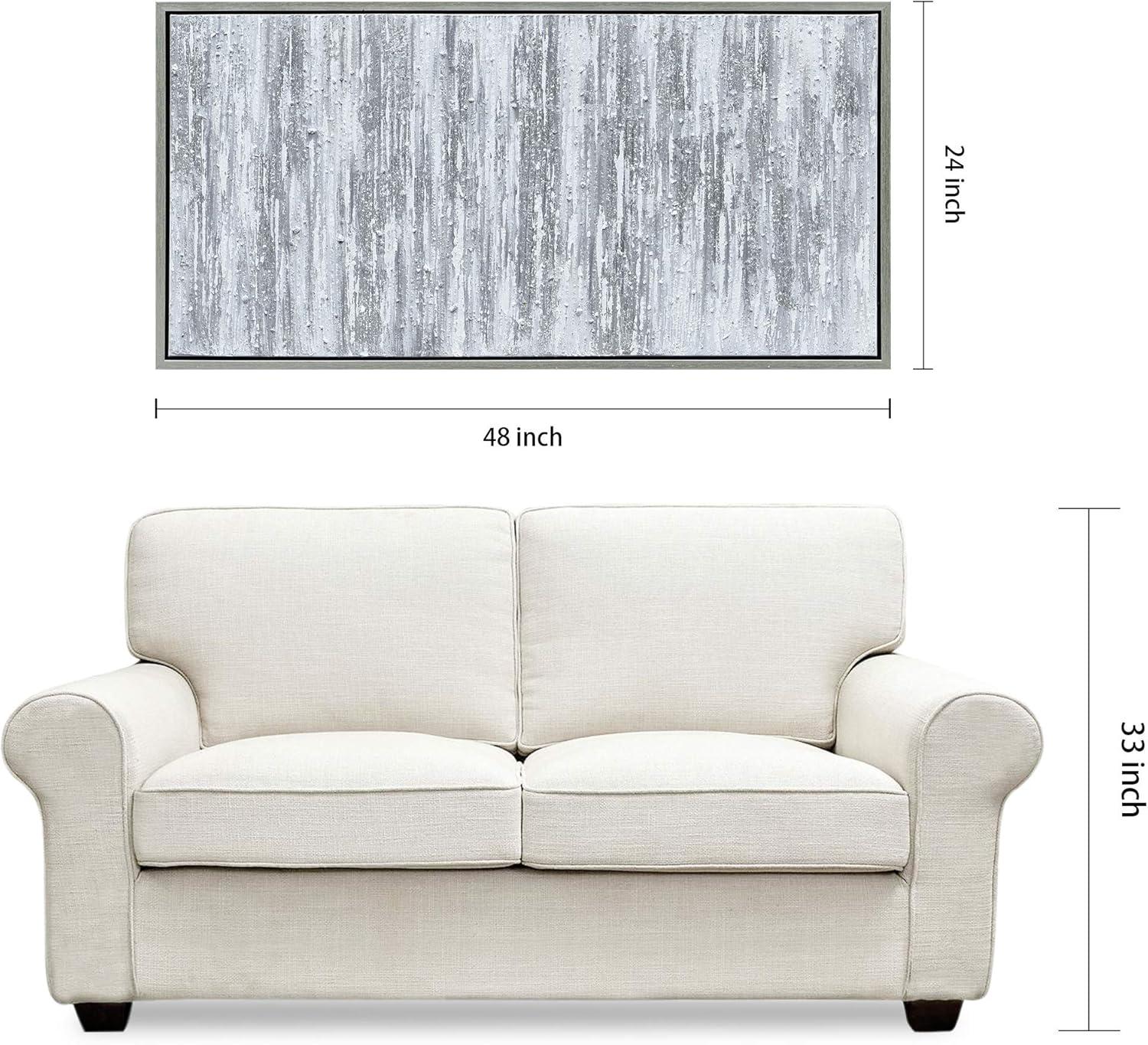 Silver Frequency Textured Hand Painted Canvas Wall Art with Silver Foil by Martin Edwards 24" x 48"