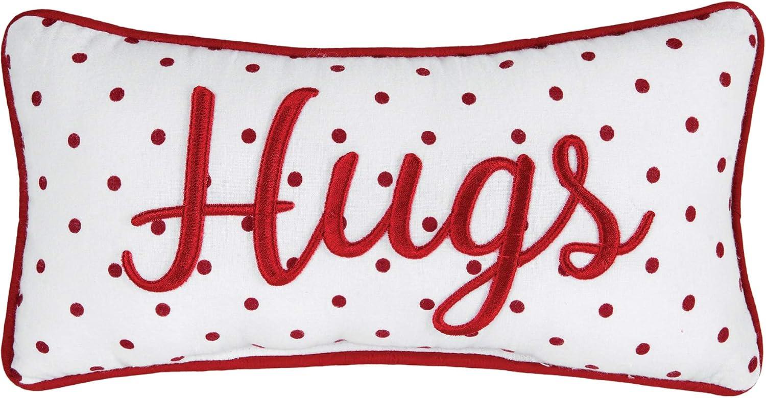 Red and White Embroidered Valentine's Day Lumbar Pillow