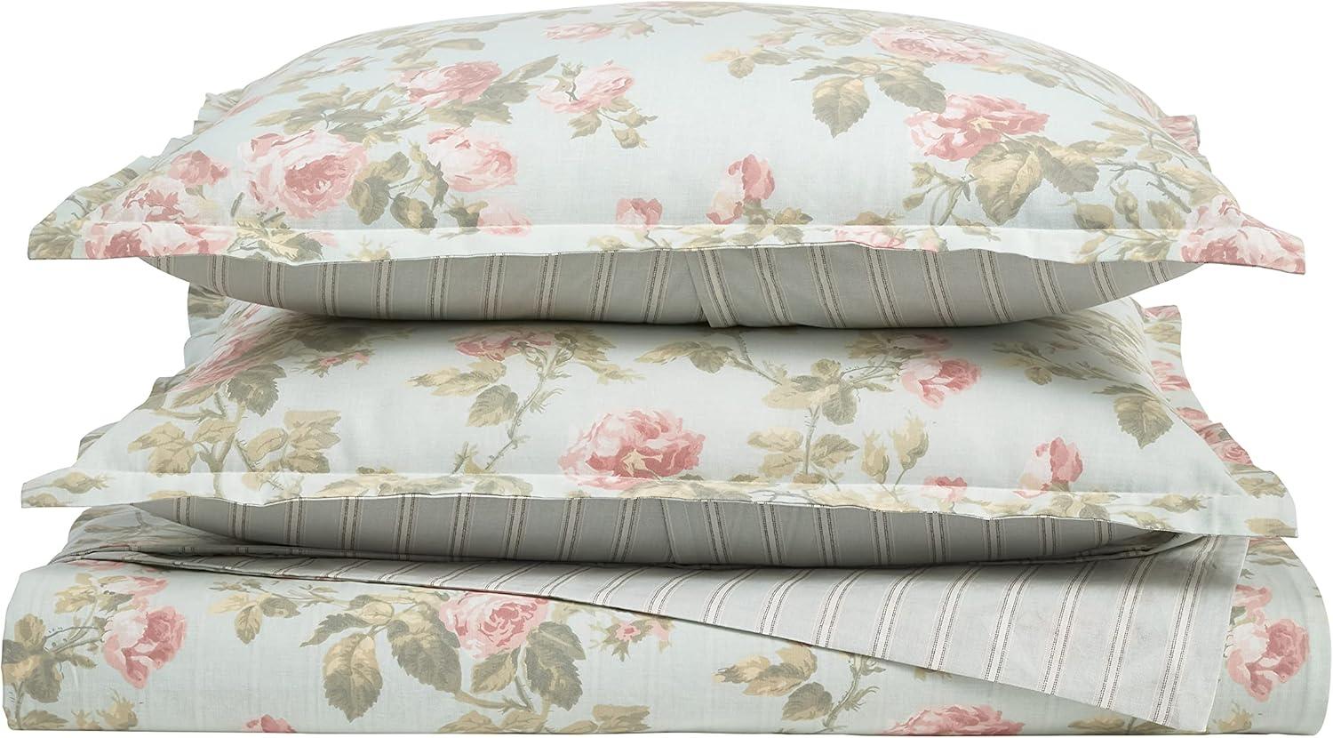 Madelynn Blue Cotton Floral Full Bedspread Cover Set