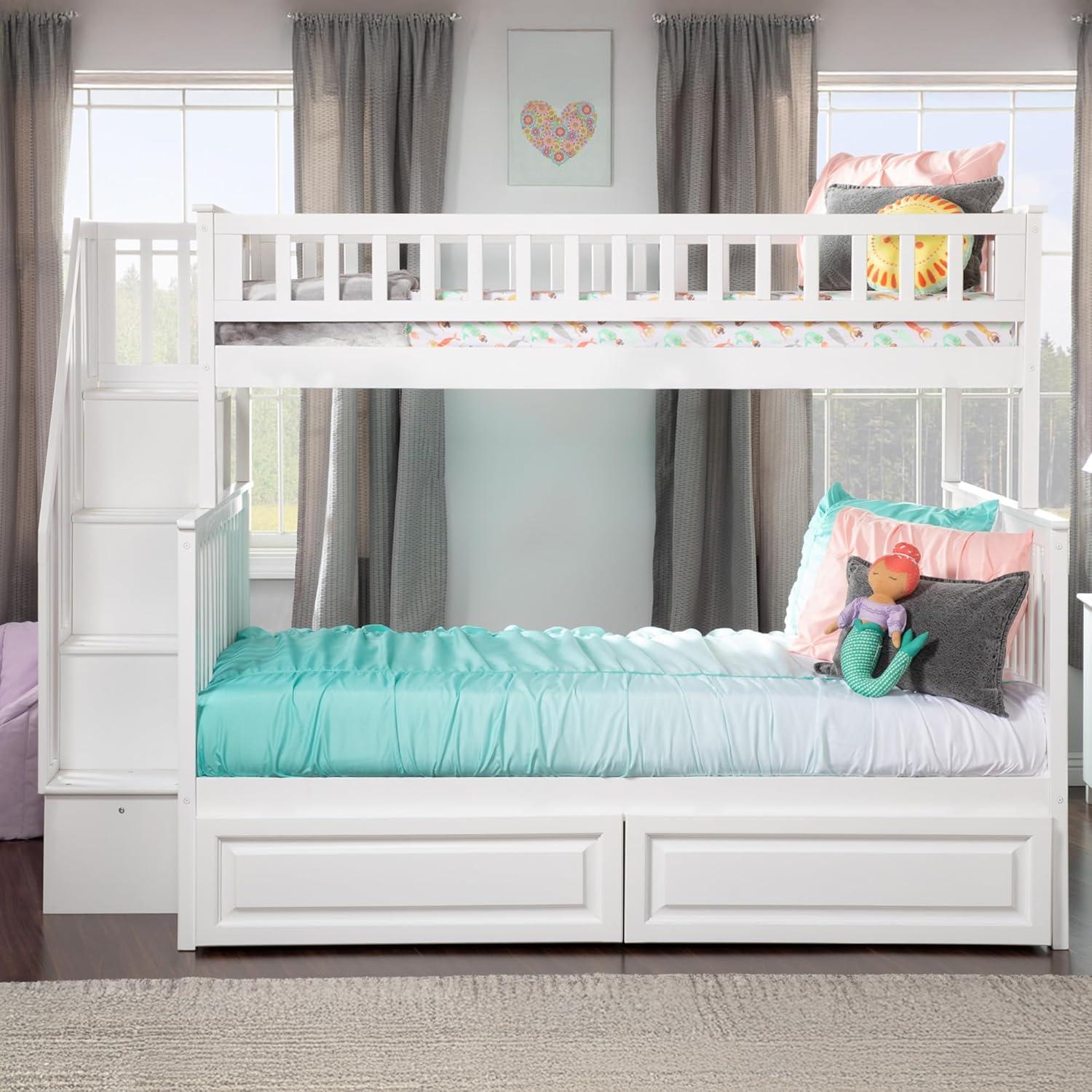 Woodland Staircase Bunk Bed Twin over Twin in Multiple Colors and Configurations