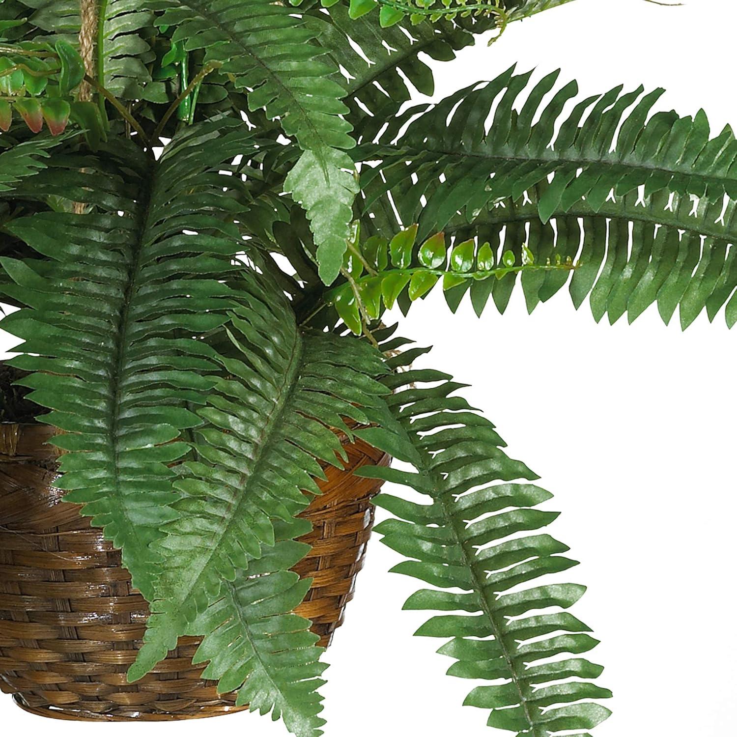 Nearly Natural Boston Fern Silk Hanging Basket