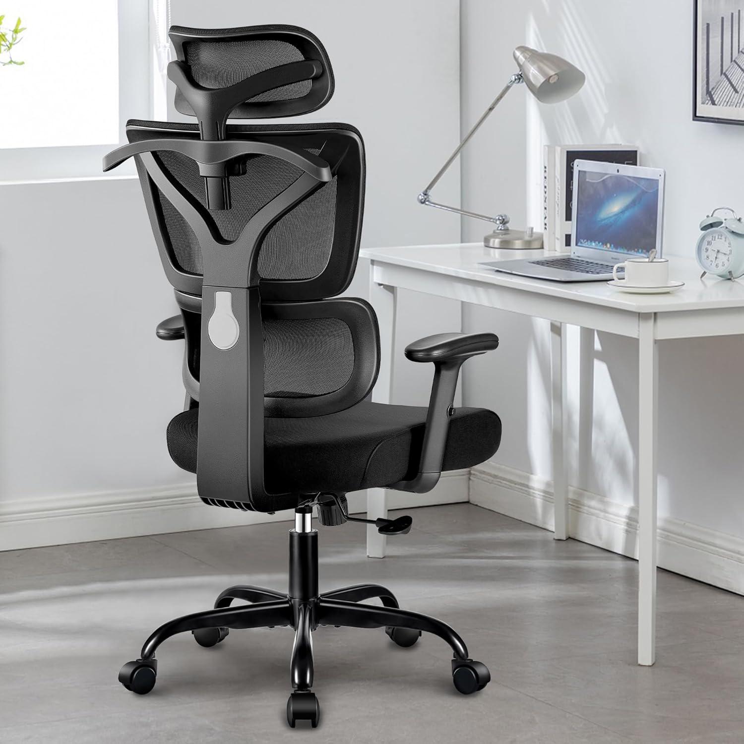 Black Ergonomic High Back Mesh Office Chair with Adjustable Armrests