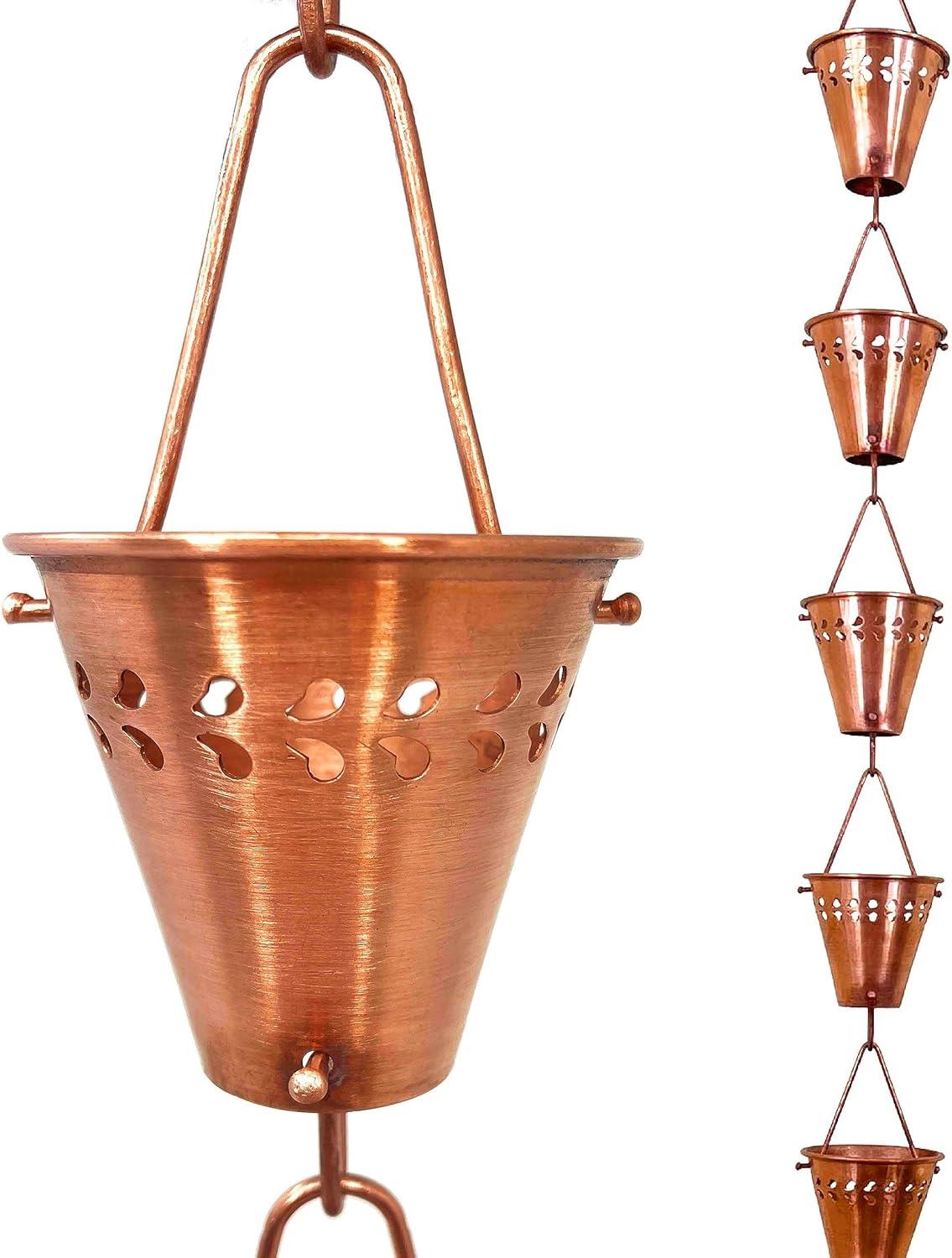 8.5 ft Copper Fiona Rain Chain Water Diverter