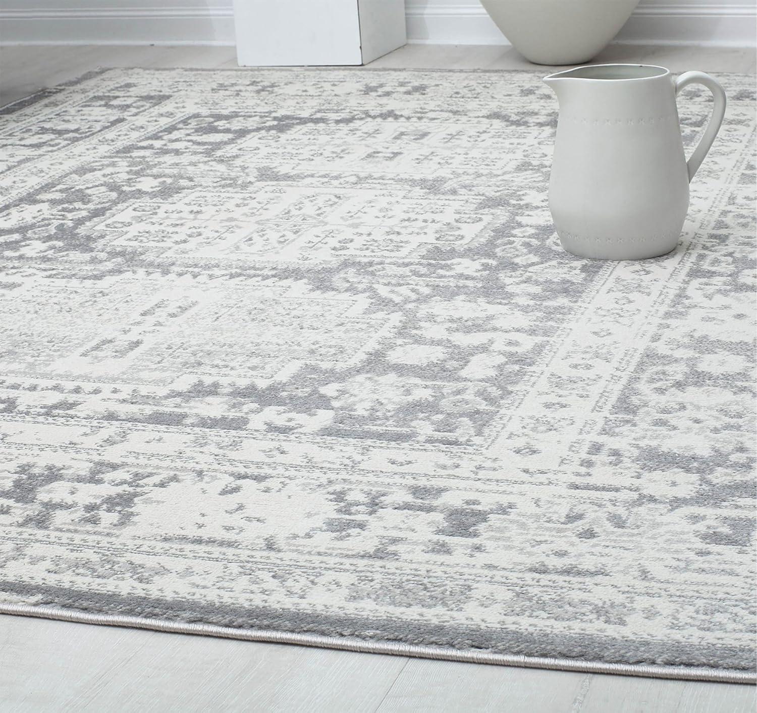 Sundara Elegance 2'6"x8' Vintage Transitional Gray Synthetic Area Rug