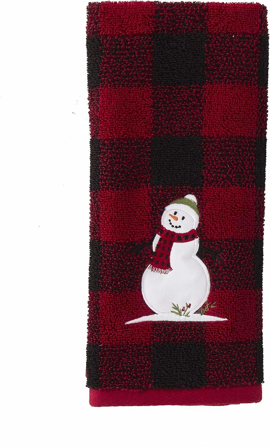 SKL Home 2pc Woodland Winter Hand Towel Set Red : Microfiber, Machine Washable, Non-Slip Backing