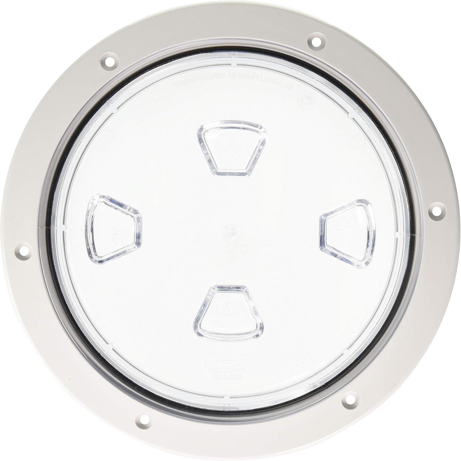 Beckson Marine DP80-W-C Clear Center Screw - Out Deck Plate- White