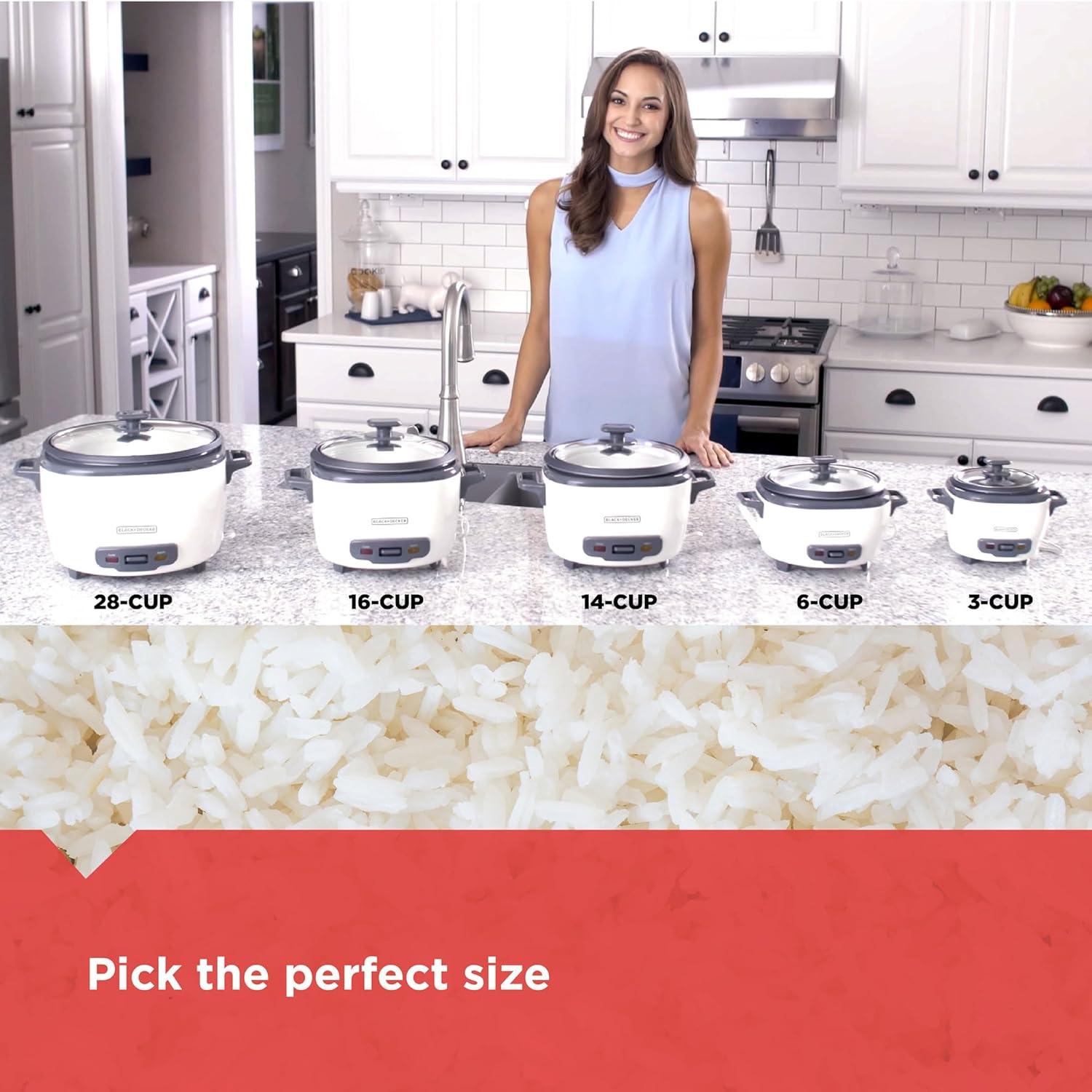 BLACK+DECKER 14-Cup Cooked/7-Cup Uncooked Rice Cooker and Food Steamer, White, RC514
