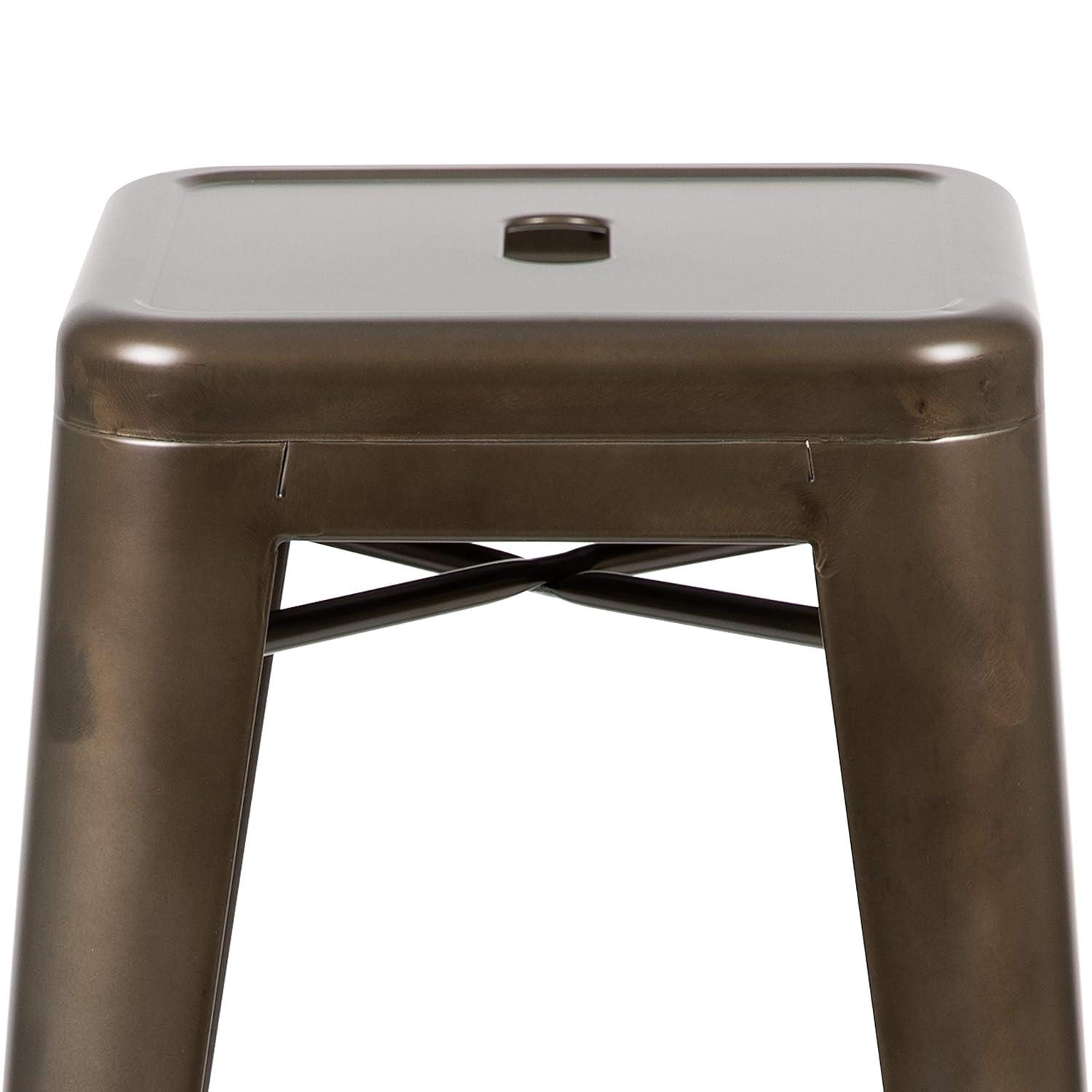 Emma and Oliver 4 Pack 30" High Metal Indoor Bar Stool - Stackable Stool, Teal