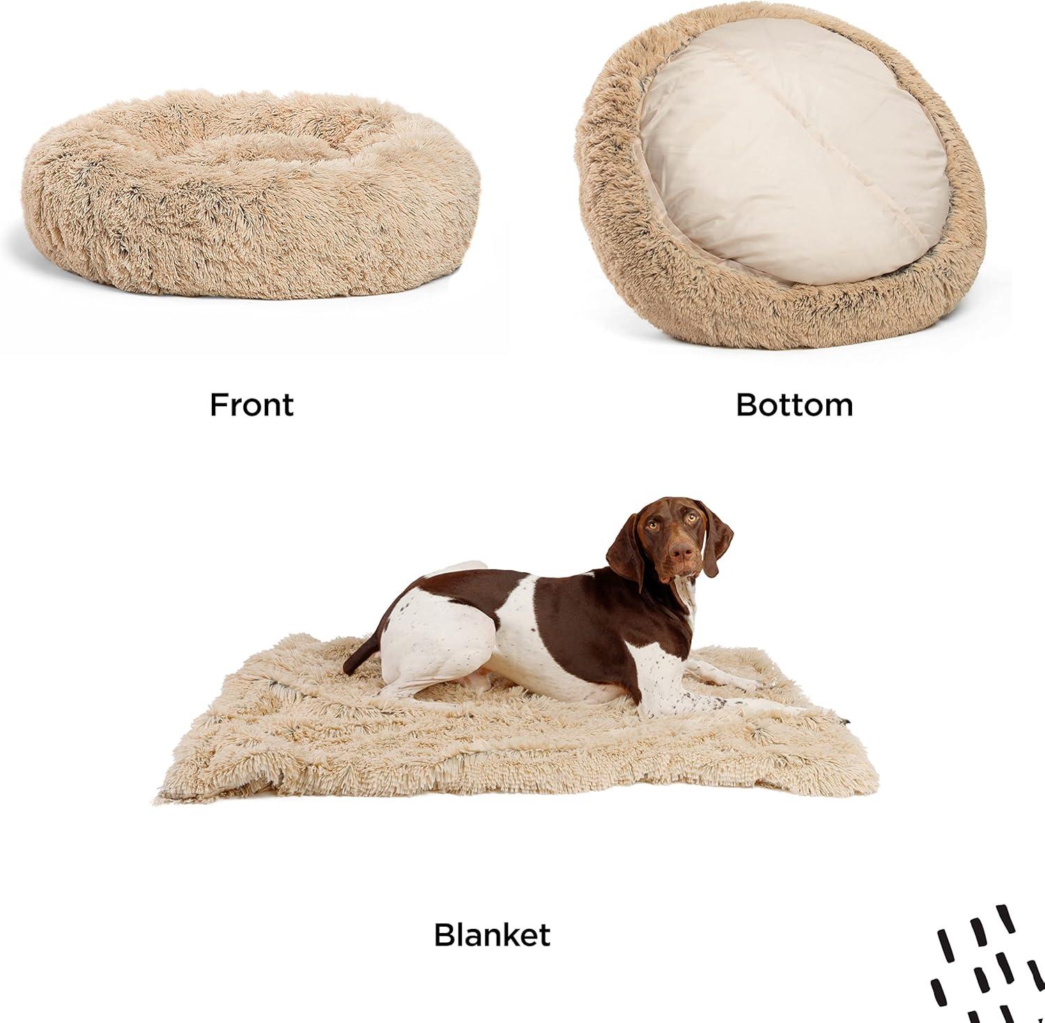 Best Friends By Sheri Best Friends by Sheri Bundle The Original Calming Shag Donut Cat and Dog Bed + Throw
