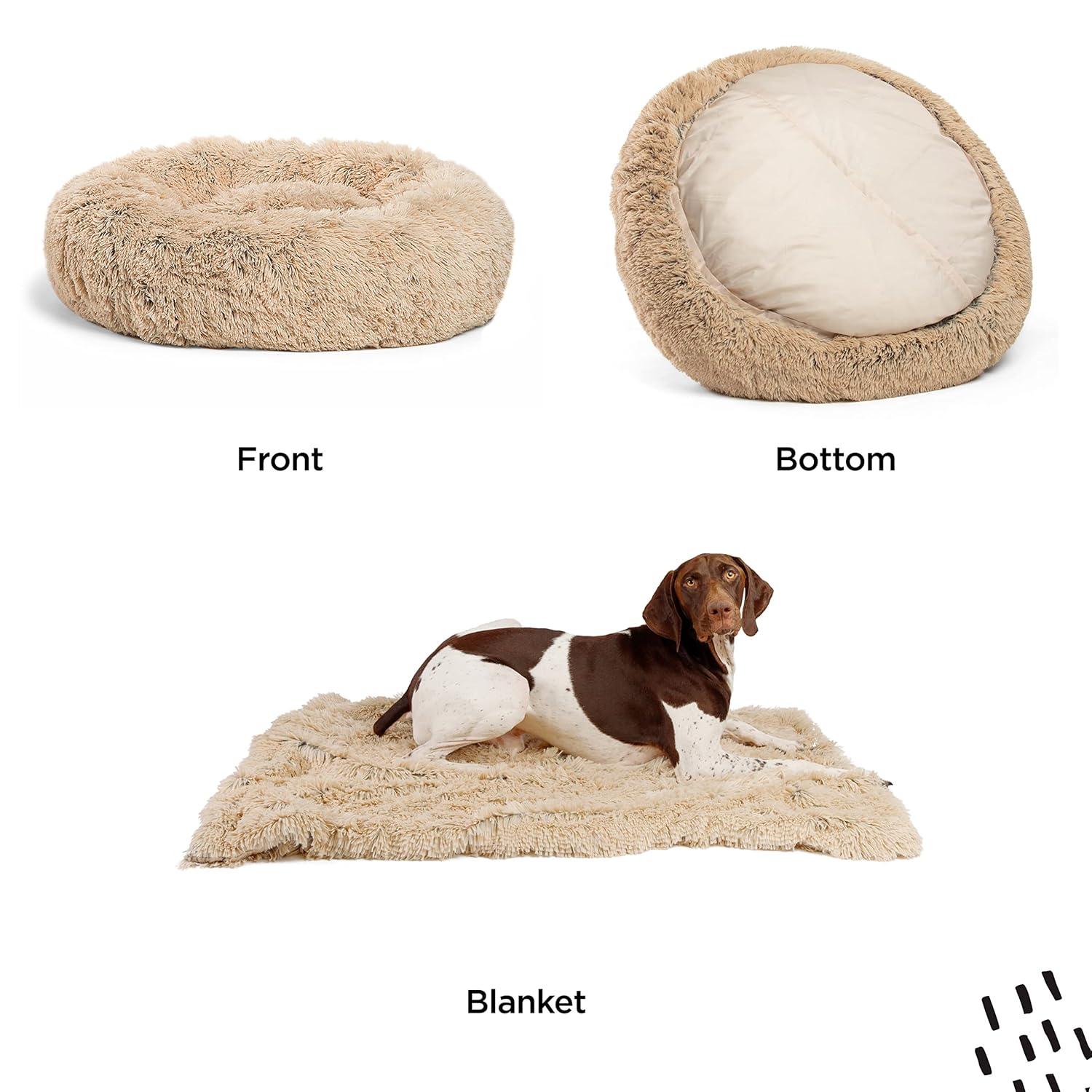 Best Friends By Sheri Best Friends by Sheri Bundle The Original Calming Shag Donut Cat and Dog Bed + Throw