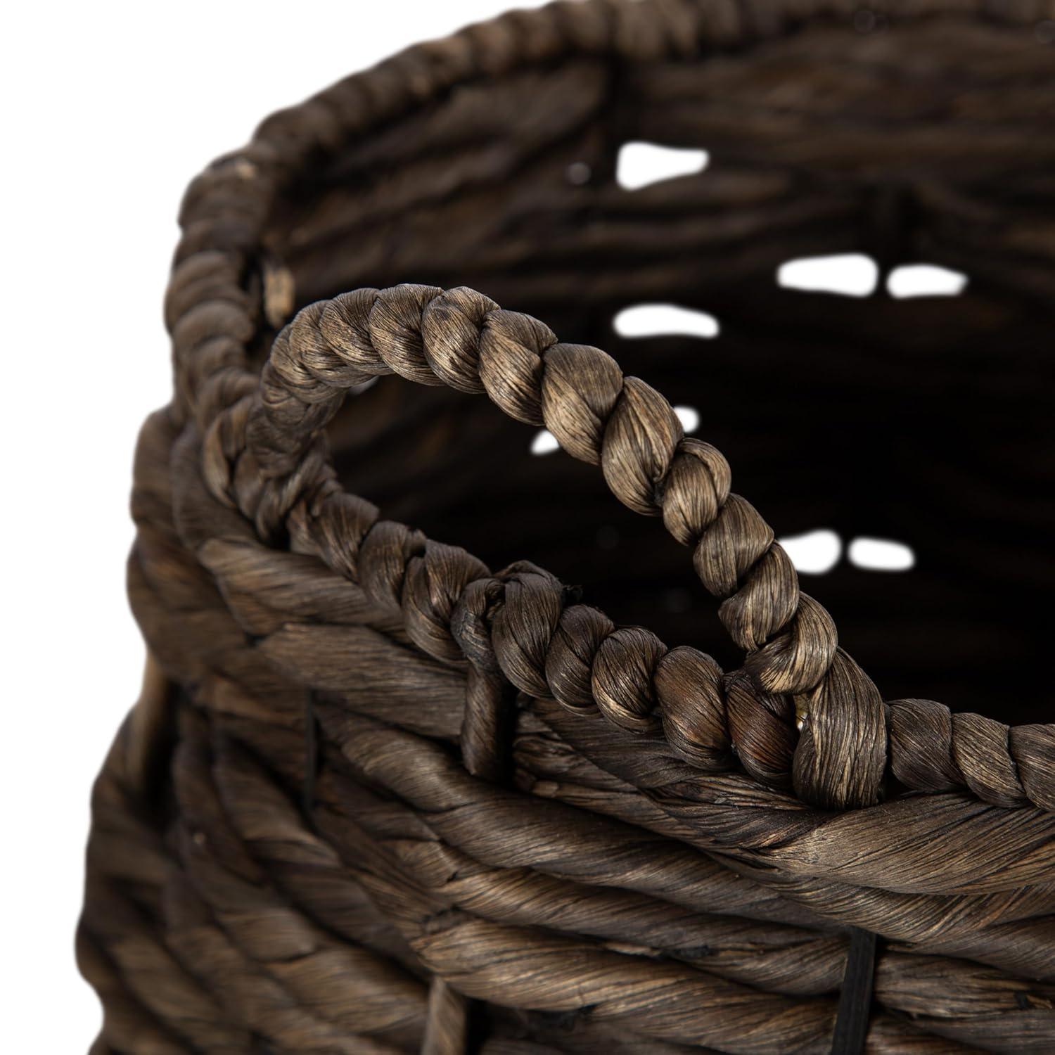 Kate and Laurel Livia Moderno Juego de Cestas Tejidas de Dos Piezas, 16 x 16 y 13 x 13, Jacinto de Agua Natural, Cestas de Mimbre Natural Transicionales para Usar Como Maceteros Tejidos O Cestas Tipo Manta para Sala de Estar