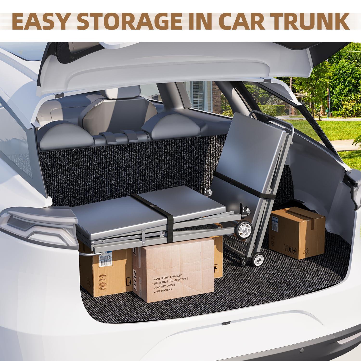 AECOJOY Outdoor Grill Table, Stainless Steel Pizza Oven Stand 3-Tier Folding BBQ Prep Table with Casters, Portable Kitchen Island for Apartment, Studio & Backyard Cooking, Gray