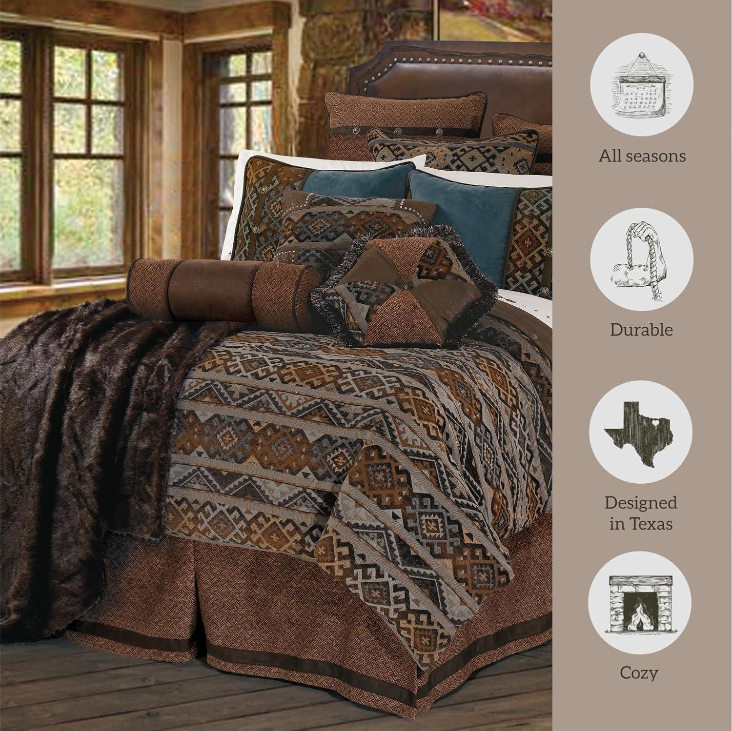 Rio Grande Brown Aztec Pattern Southwestern Lodge Duvet Cover Set