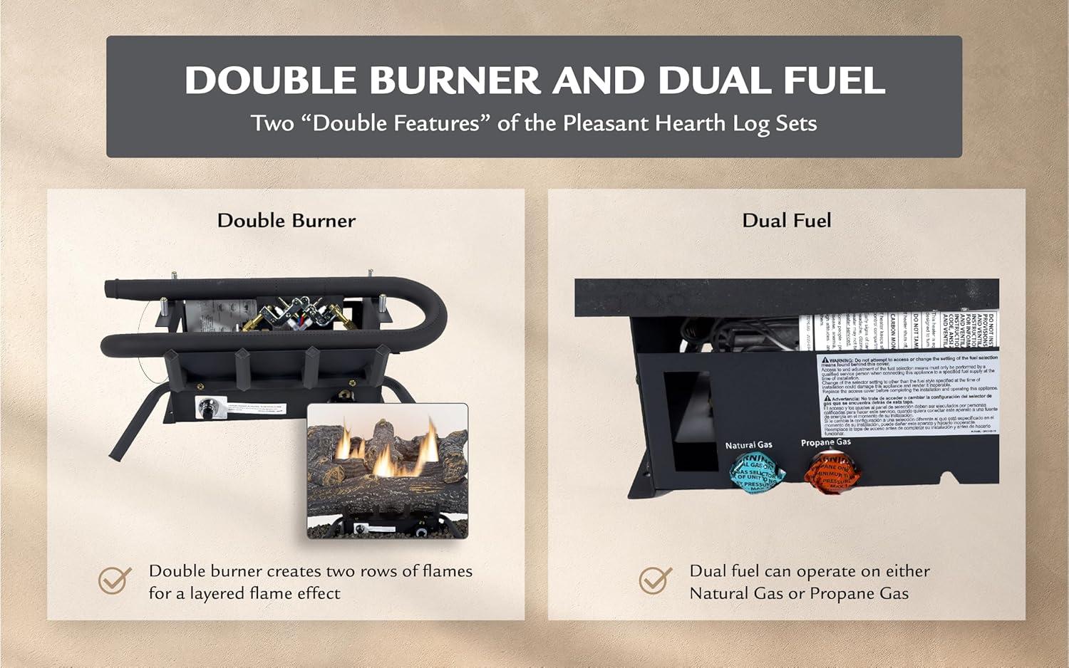 Pleasant Hearth Southern Oak Vent Free Gas Log Set 30,000 BTU's