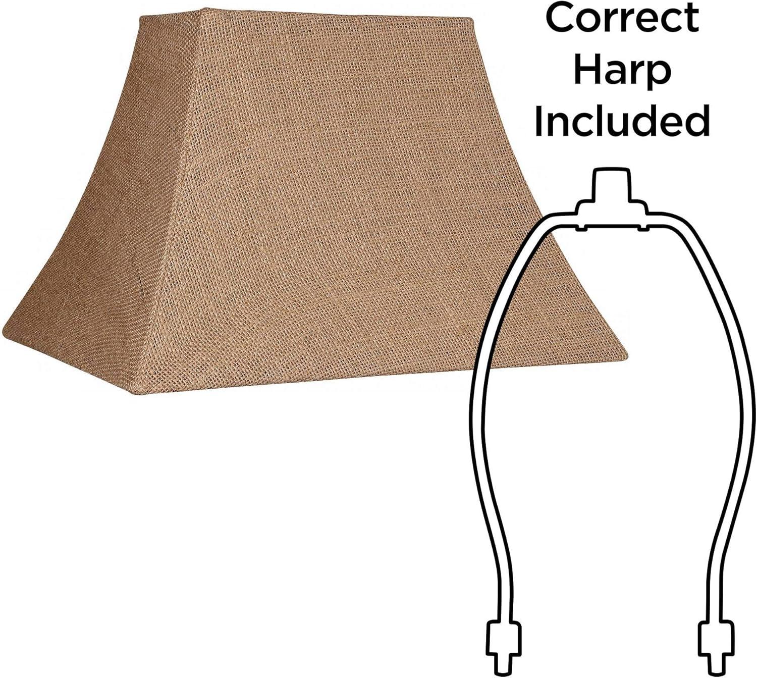 Springcrest Natural Burlap Medium Rectangle Lamp Shade 8" Wide x 5" Deep at Top and 14" Wide x 11" Deep at Bottom and 10" Slant x 9" Height (Spider)