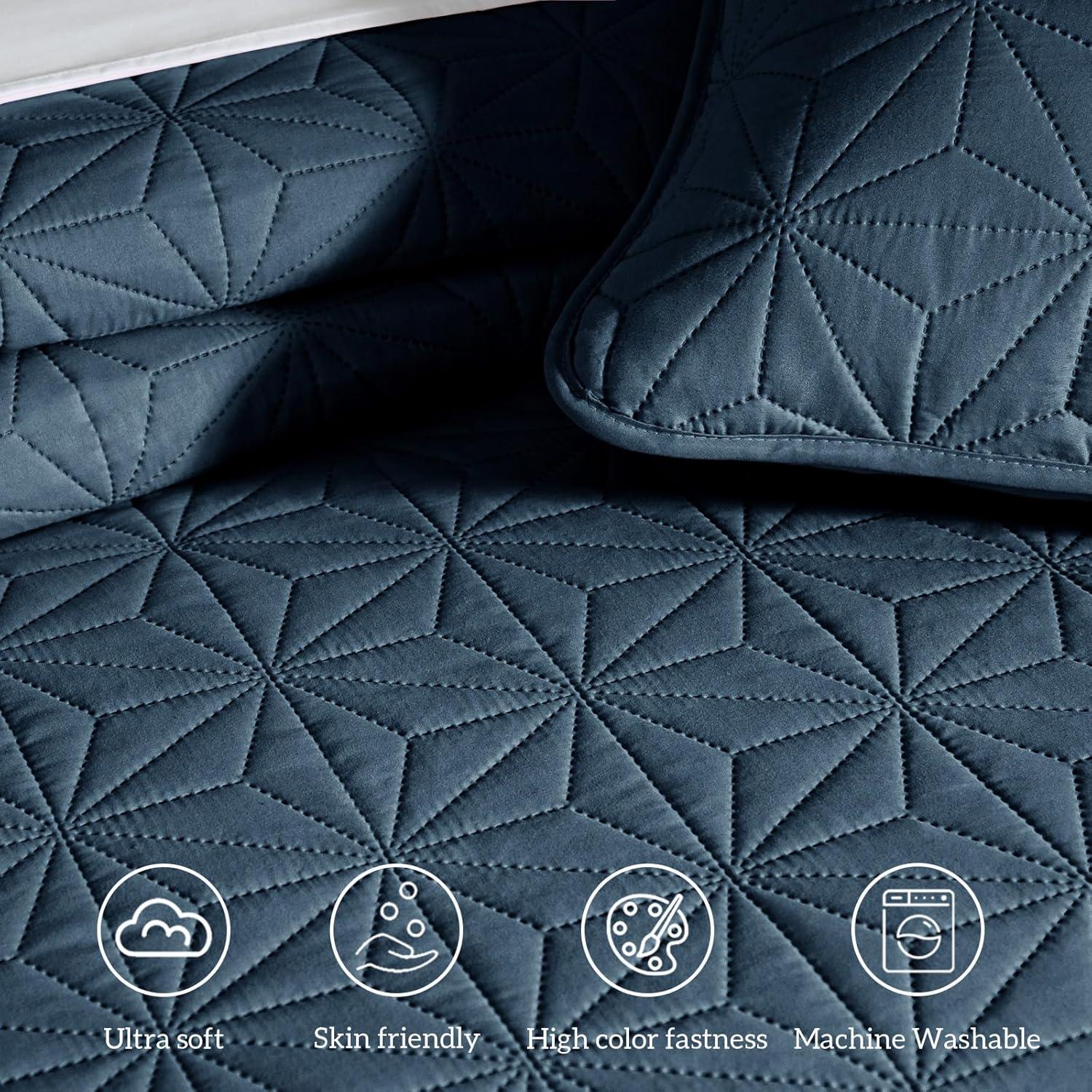 3-Piece King Size Quilt Set Blue - 3 Piece - King