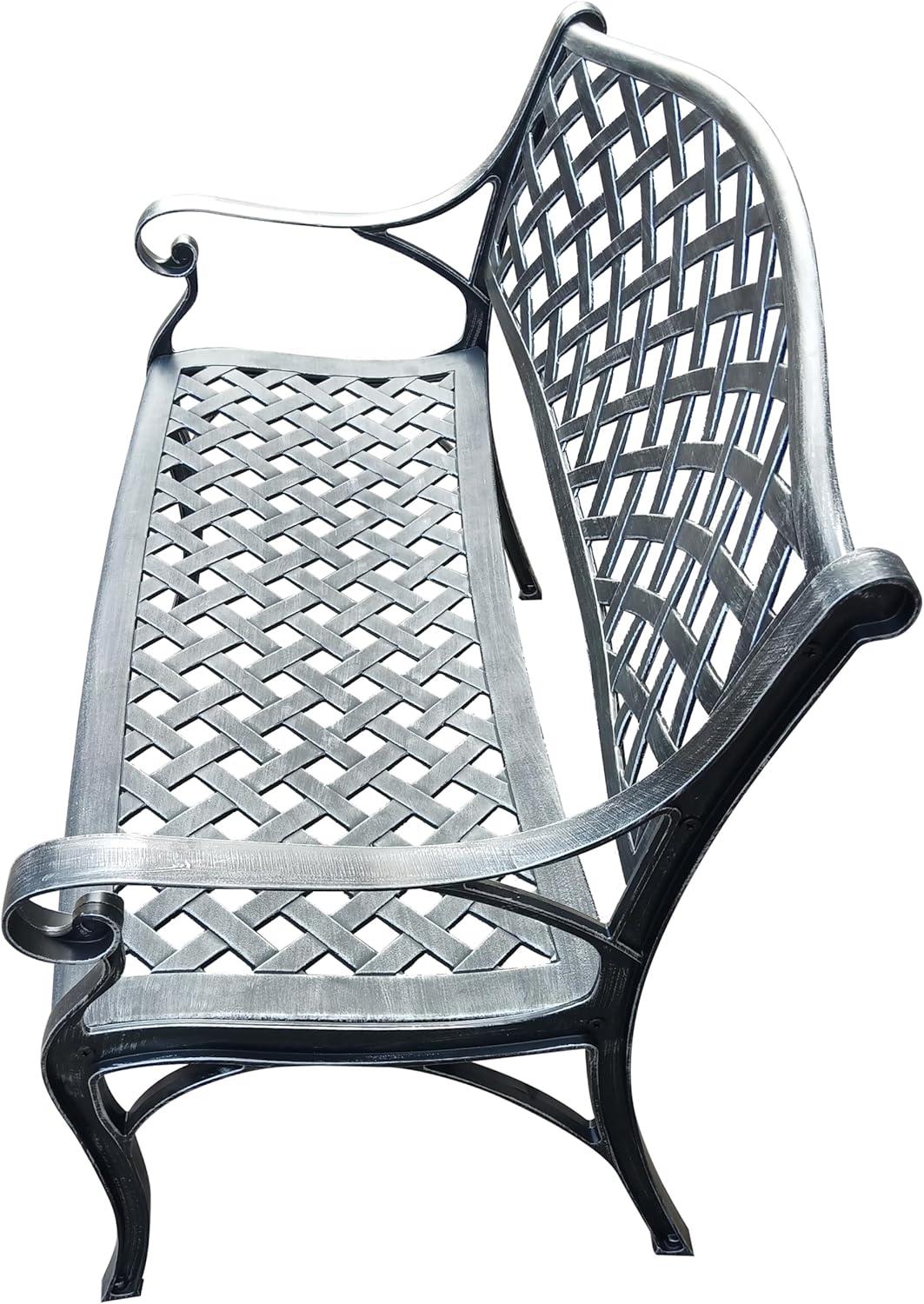 Modern Aluminum Patio Bench - Gray - Oakland Living