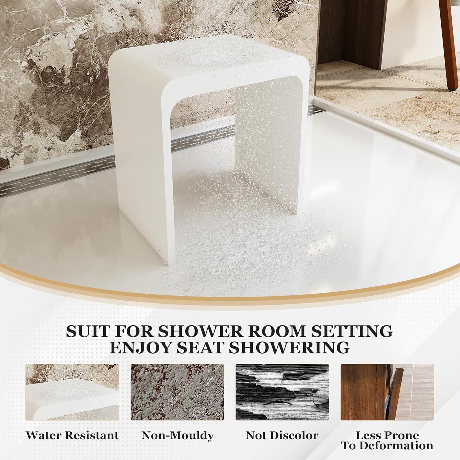 Casainc Riverside Freestanding Solid Surface Bathroom Shower Stool