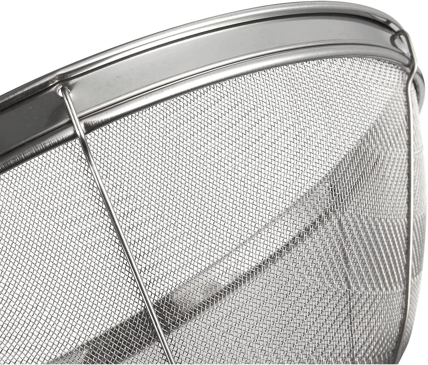 Large Fine Mesh Pasta Round Strainer, Metal Colander for Rice, Salad,Quinoa, Yogurt, Cooking (11 x 4 In)