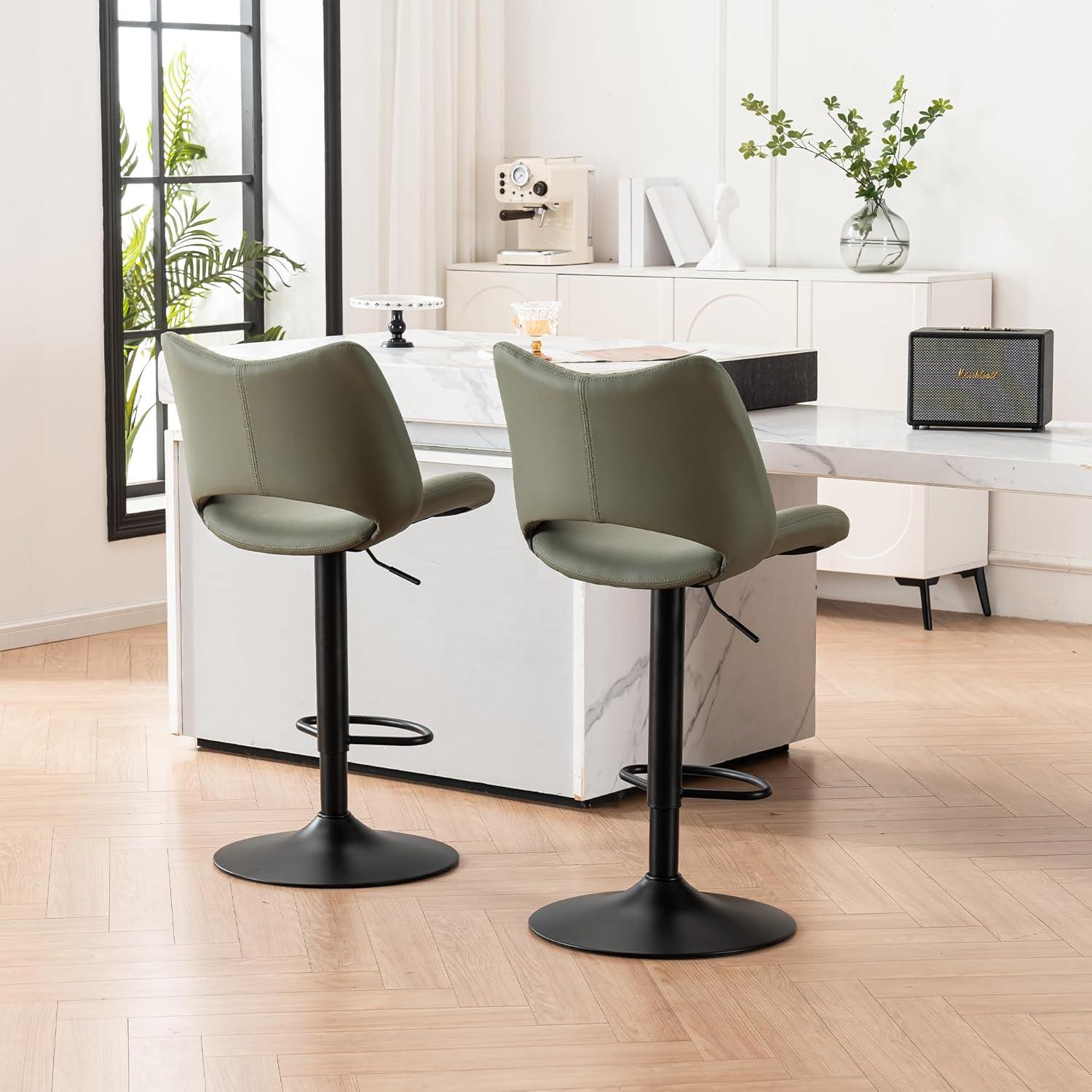 Kidol & Shellder Green Bar Stools Set of 2 Modern Kitchen Island Barstool