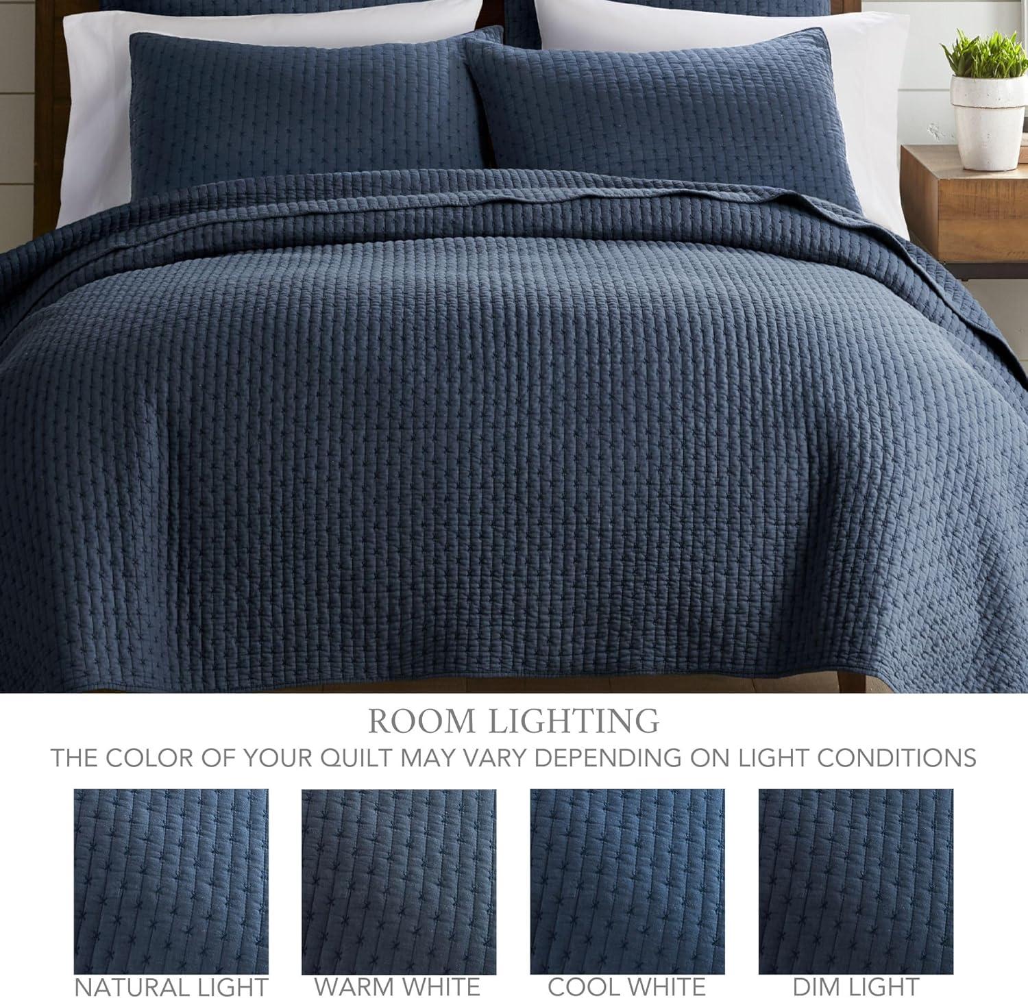 Cross Stitch Navy Full/Queen Quilt Set- Levtex Home