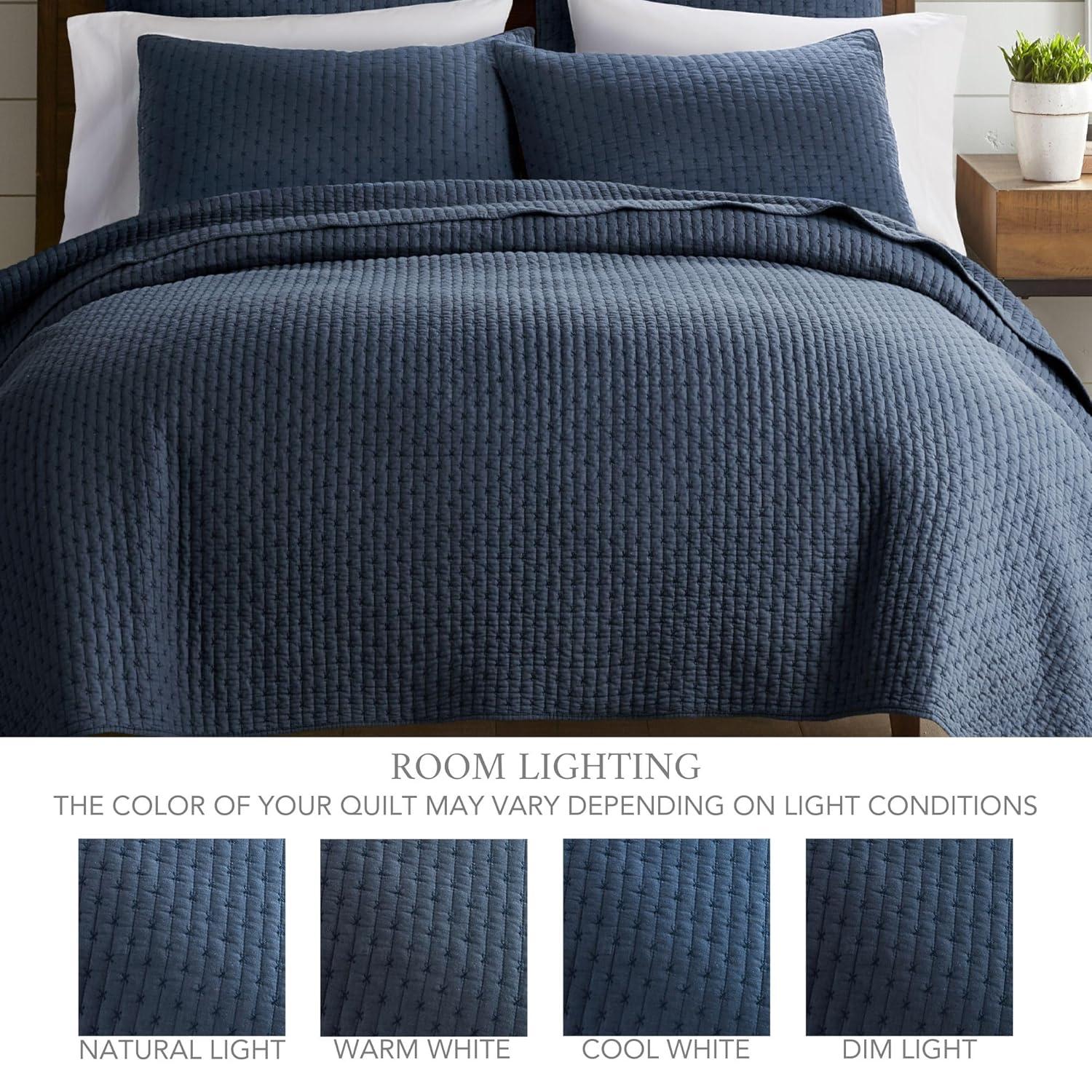 Cross Stitch Navy Full/Queen Quilt Set- Levtex Home
