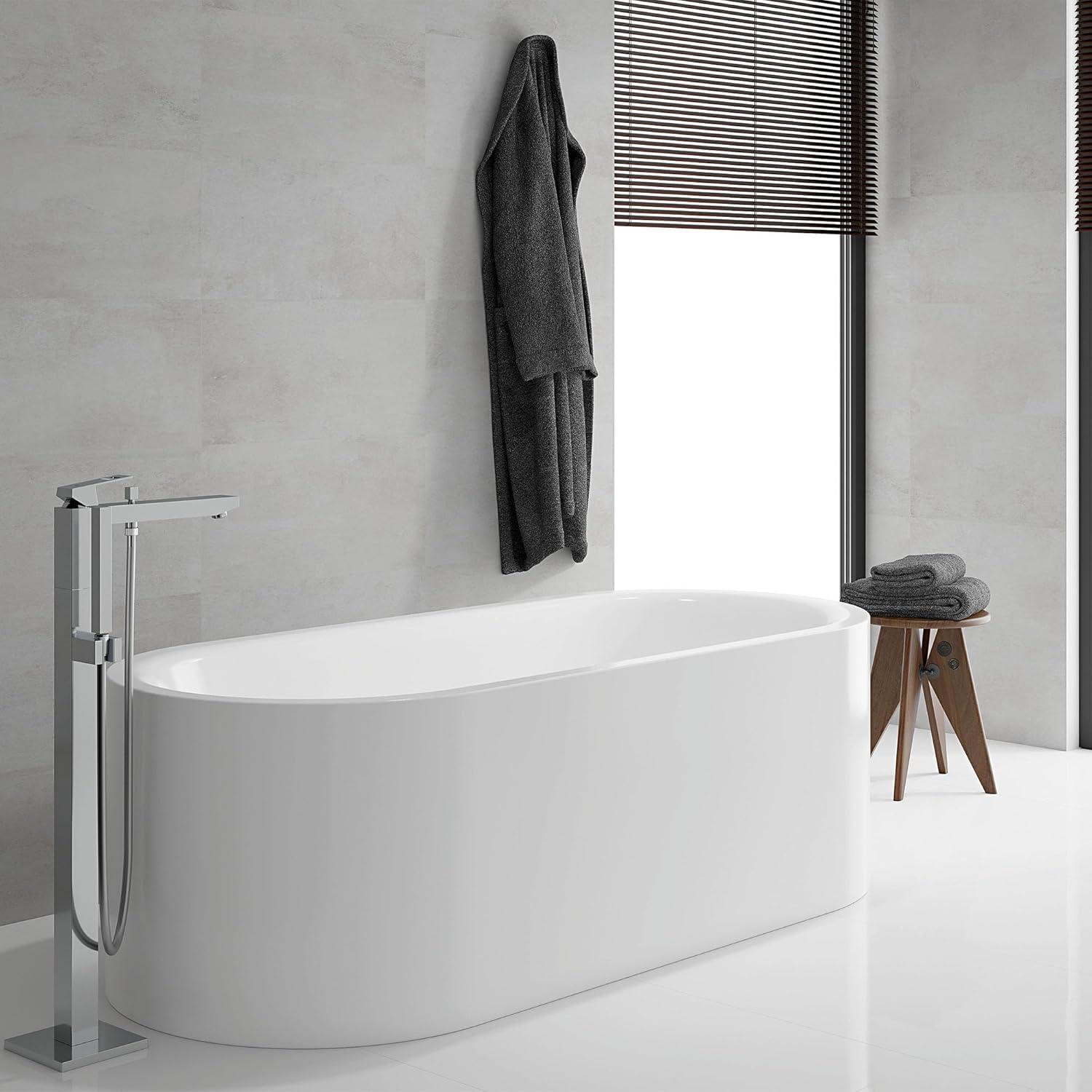 Eurocube® Single Handle Floor Mounted Freestanding Tub Filler with Handshower