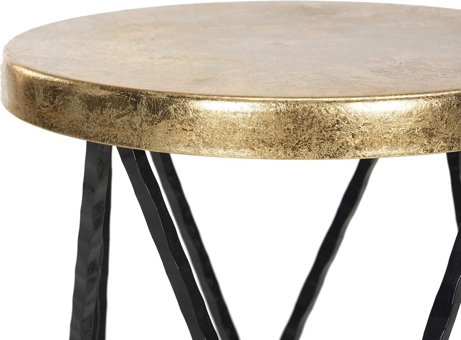 SAFAVIEH Hester Mid-Century Retro Round Top Bar Stool, Black/Gold