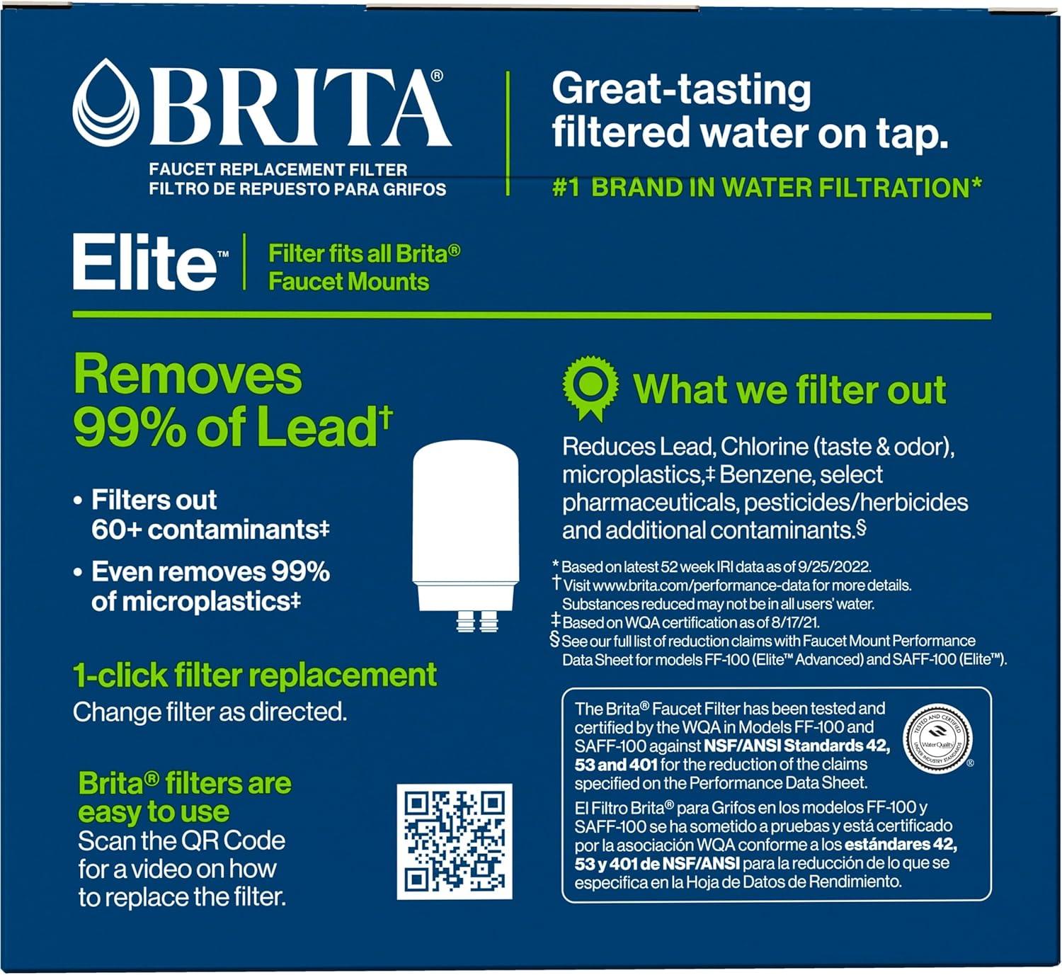 Brita Complete Tap Water Faucet Replacement Filters, 2 Count - Chrome